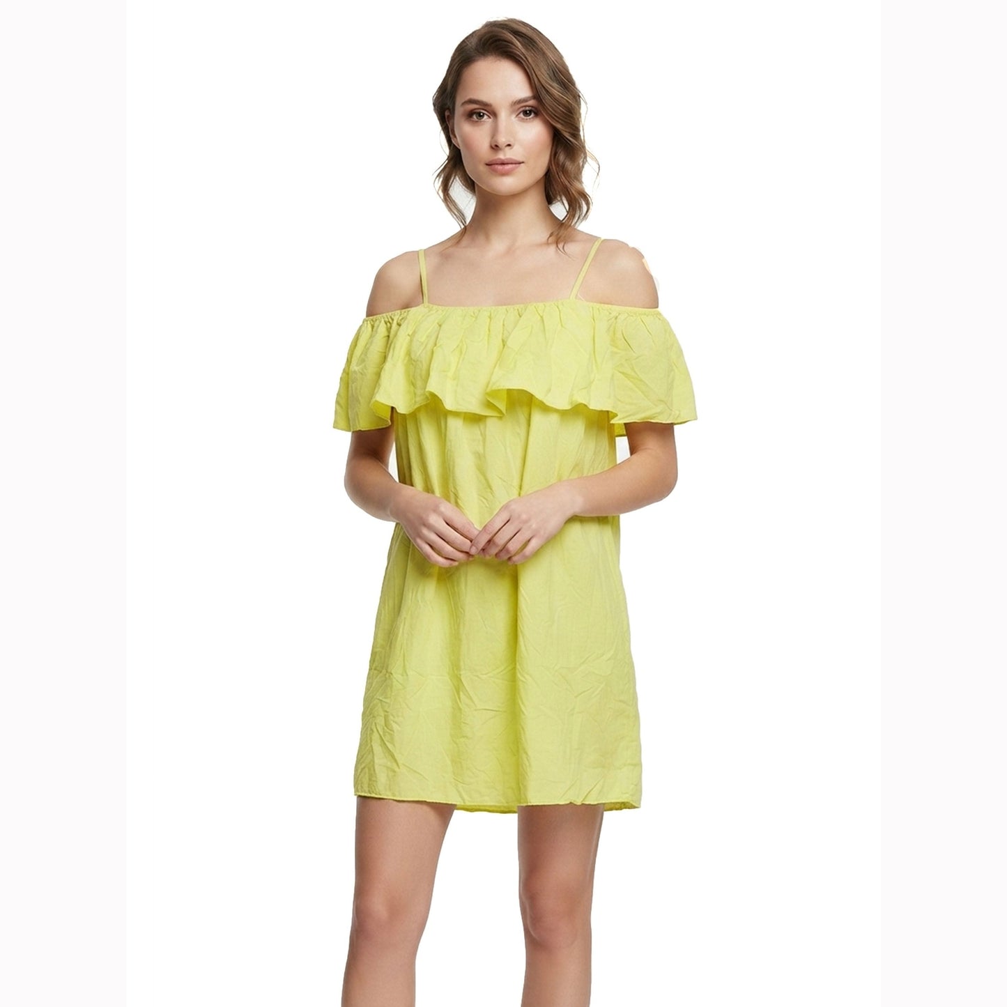 Women's Plain Solid Dress,Yellow Green