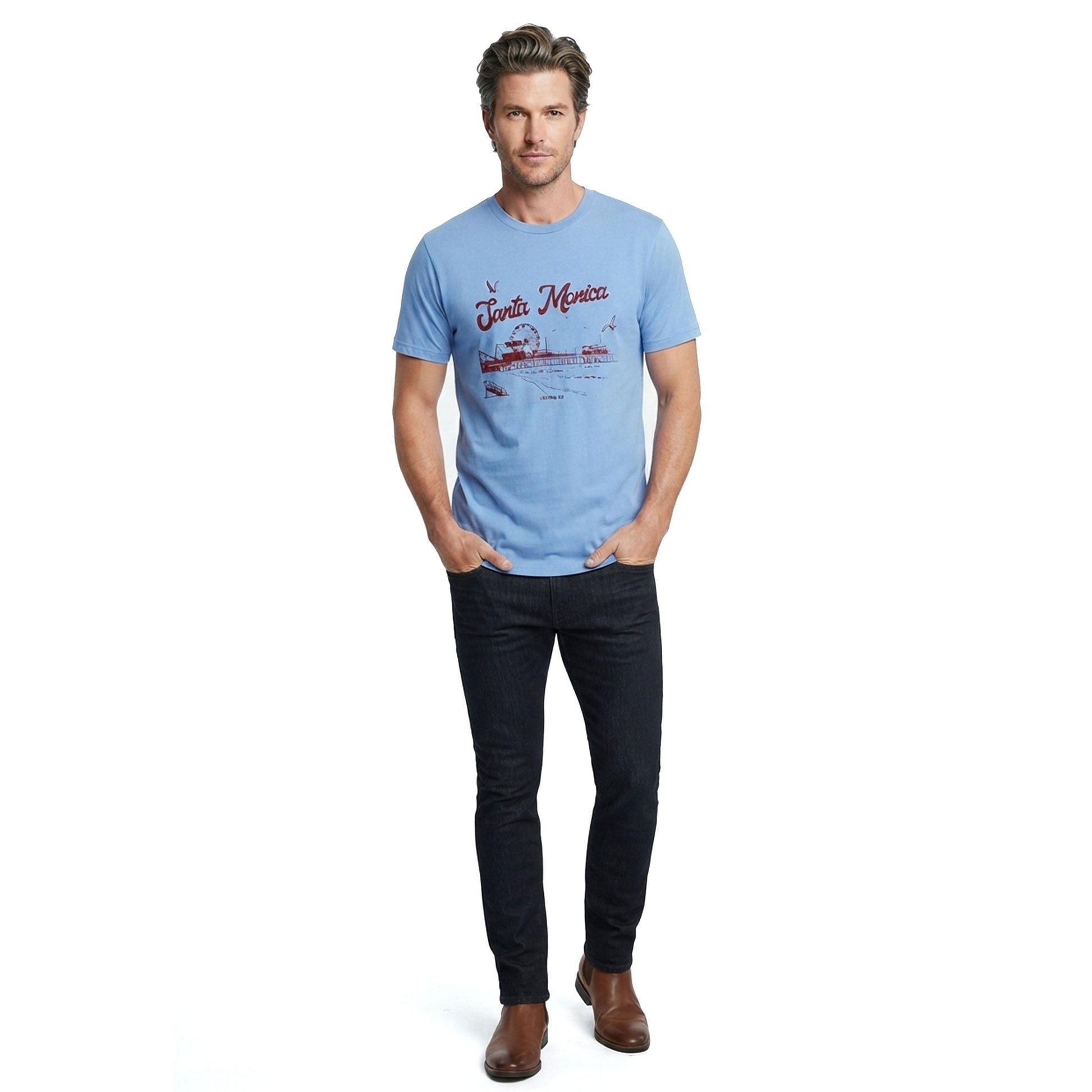 Men's Printed Top,Dusty Blue