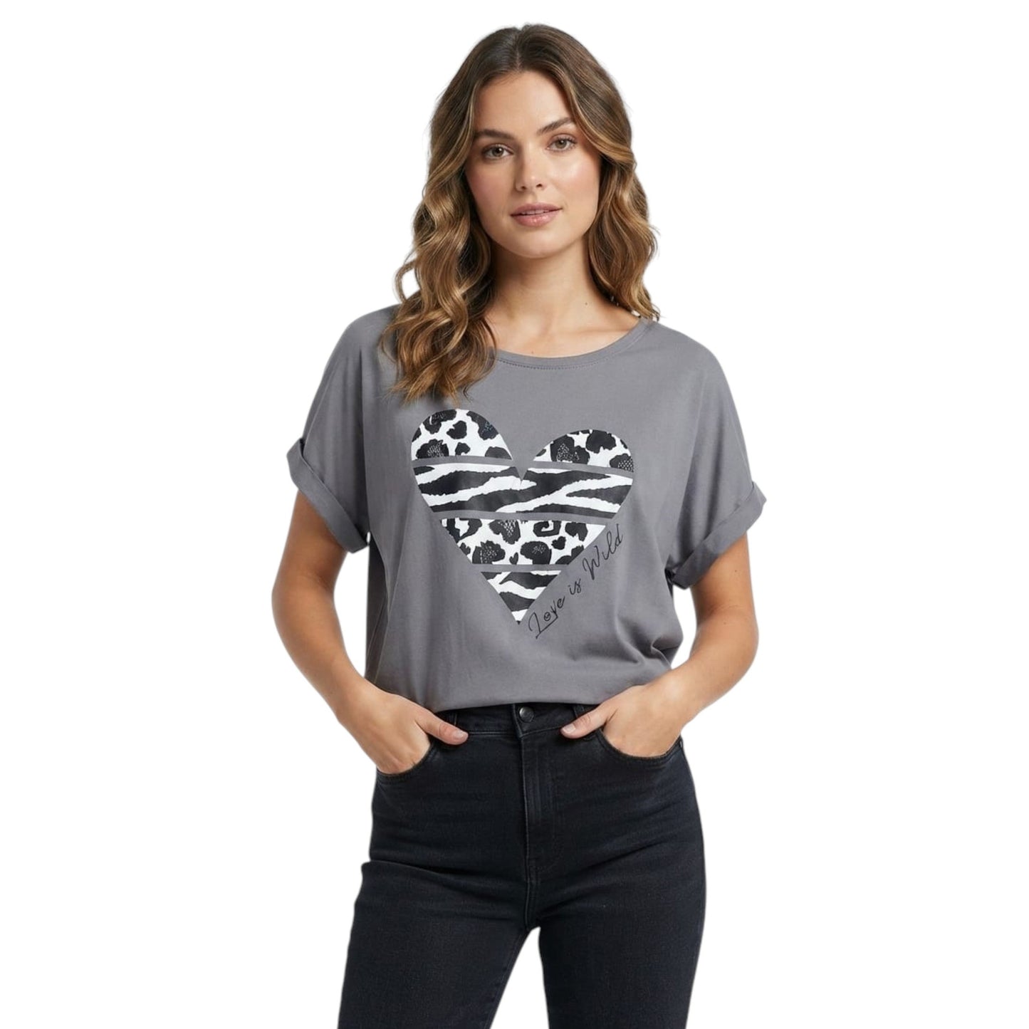 Women's Printed Top,Grey