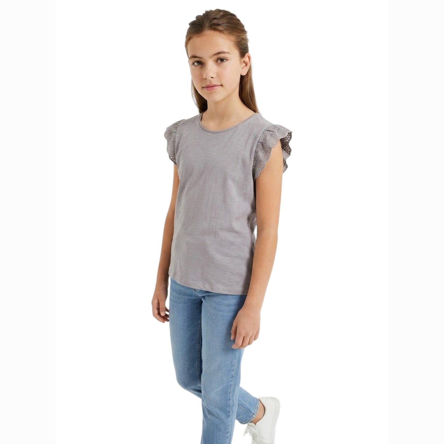 Kids Girl's Plain Top,Grey