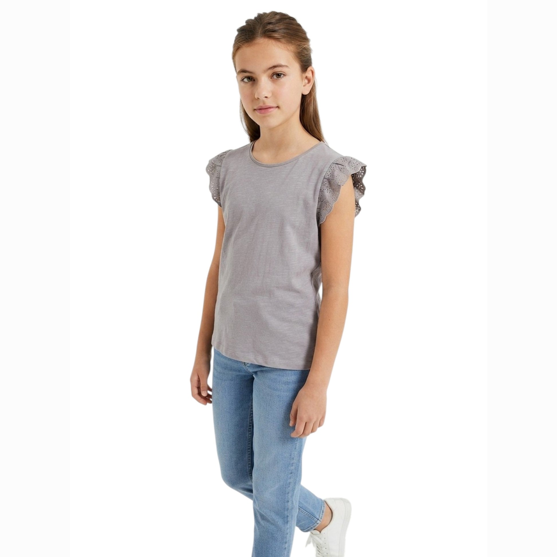 Kids Girl's Plain Top,Grey