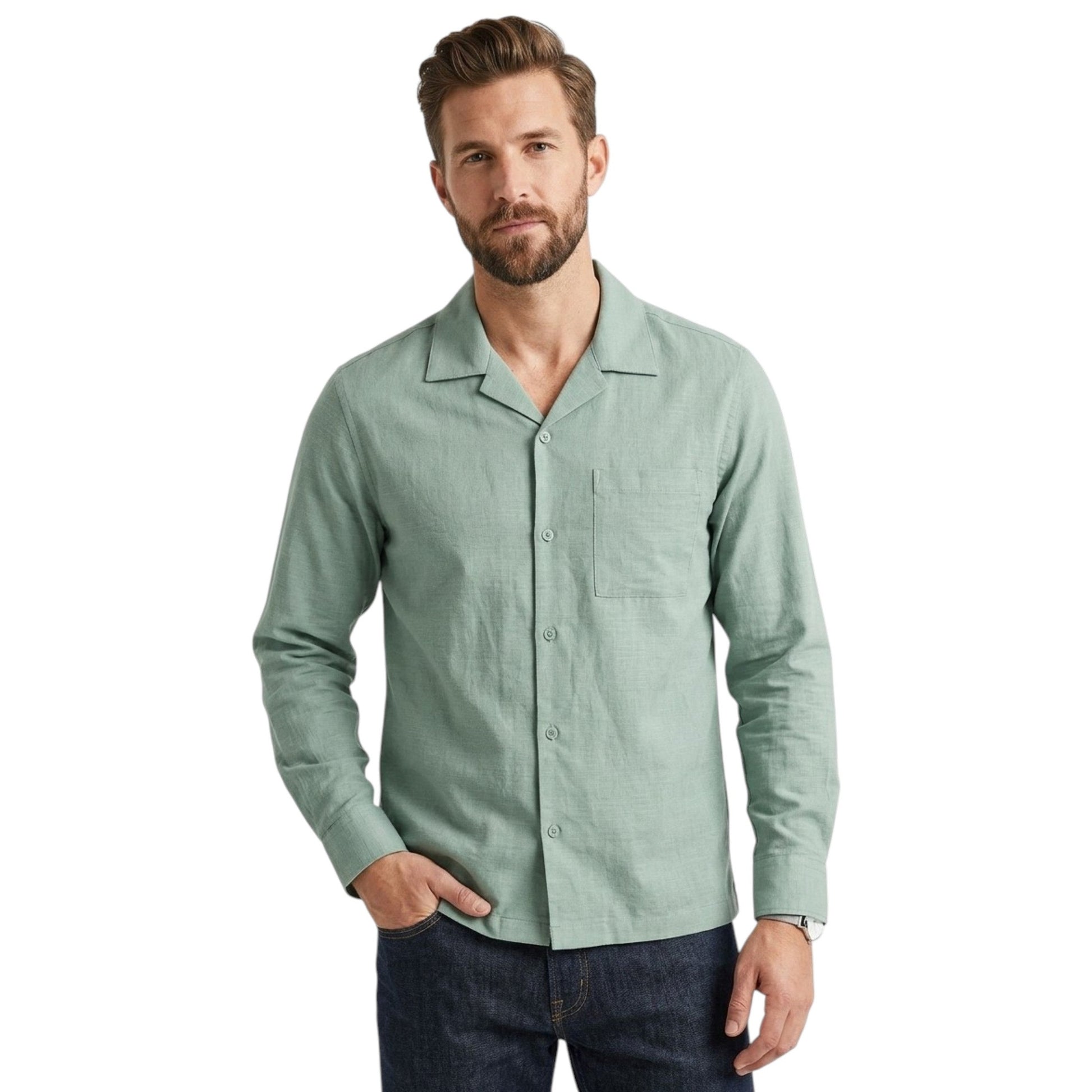 Men's Plain Dress-Shirt,Green