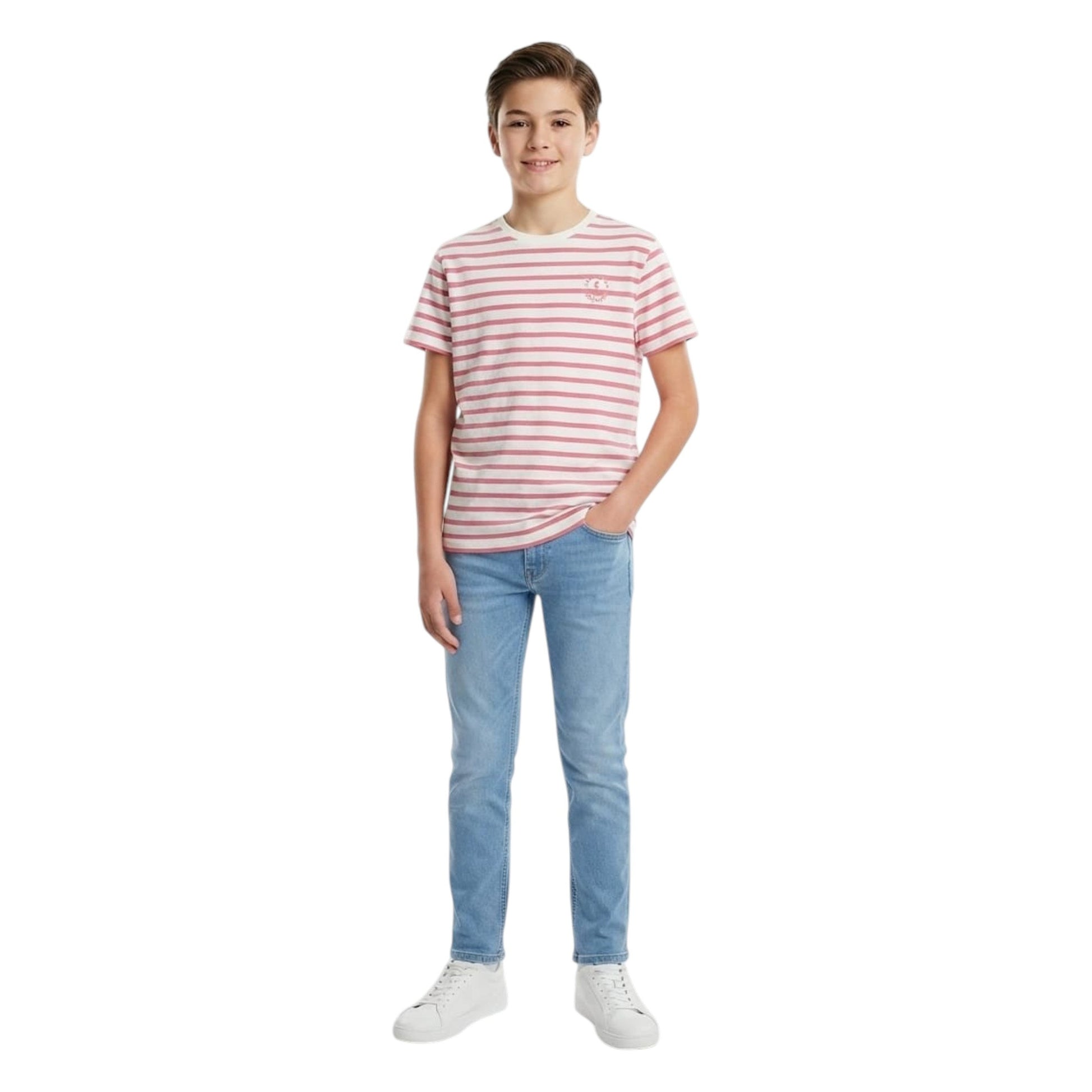 Kids Boy's Striped Top,Red/White
