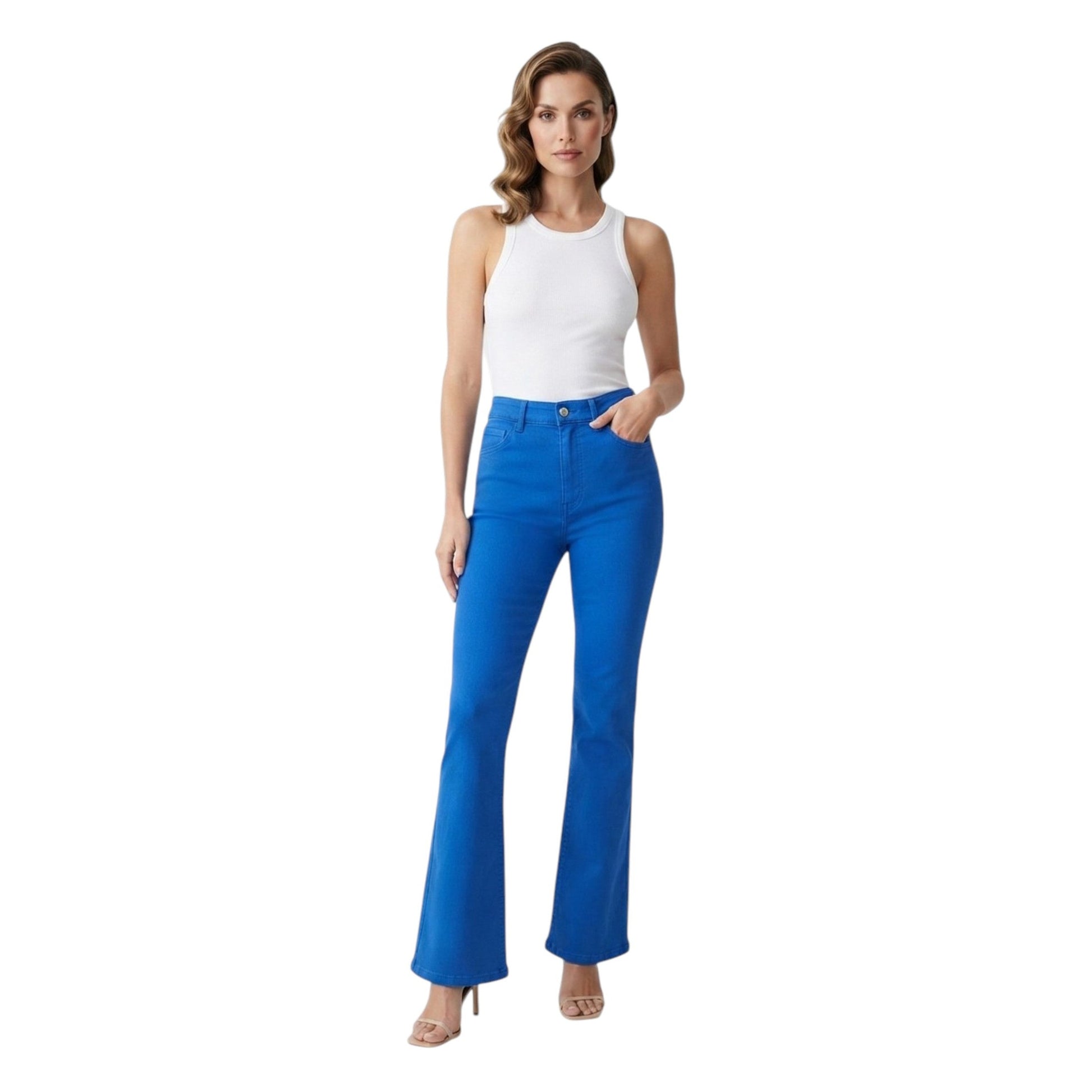 Women's Plain Solid Pant,Blue