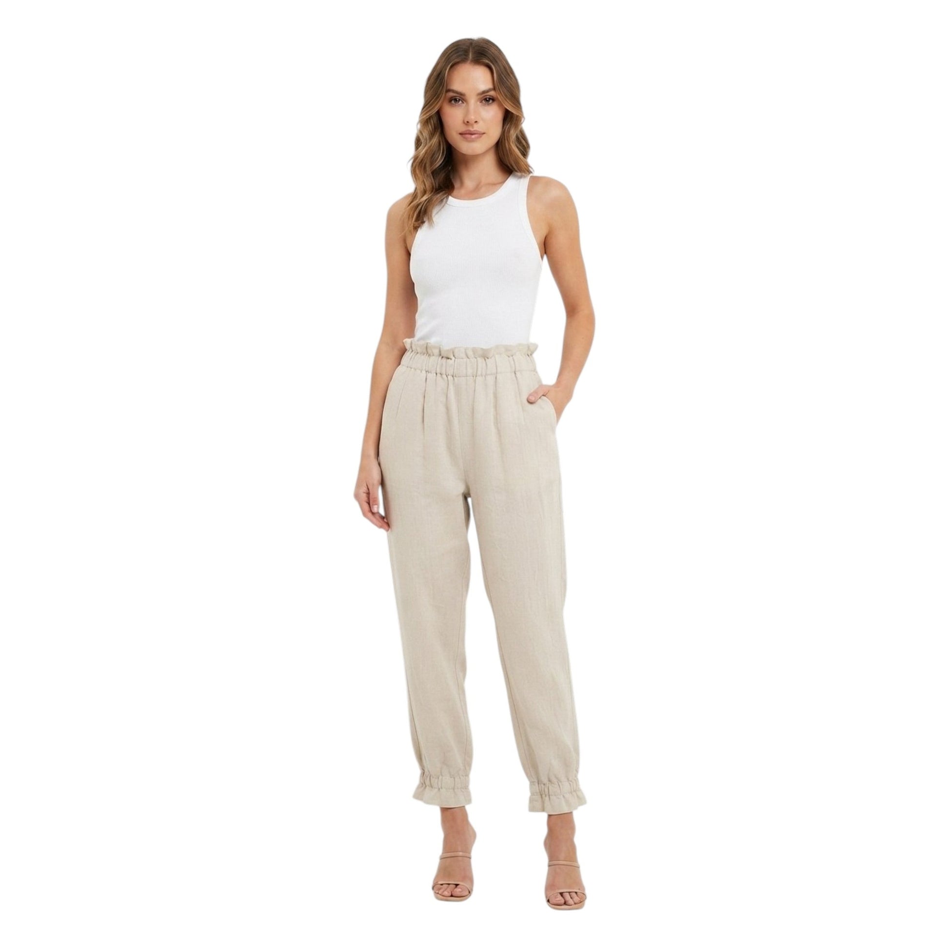 Women's Plain Pant,Beige