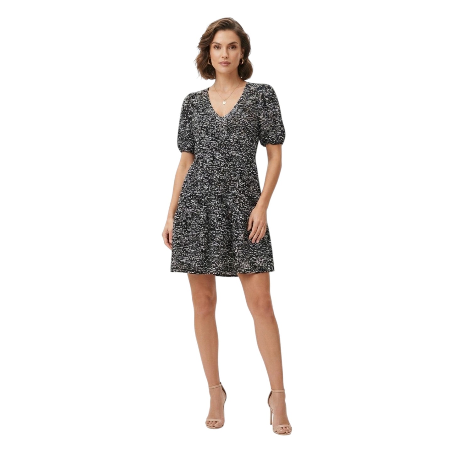 Women's Printed Dress,Black/White