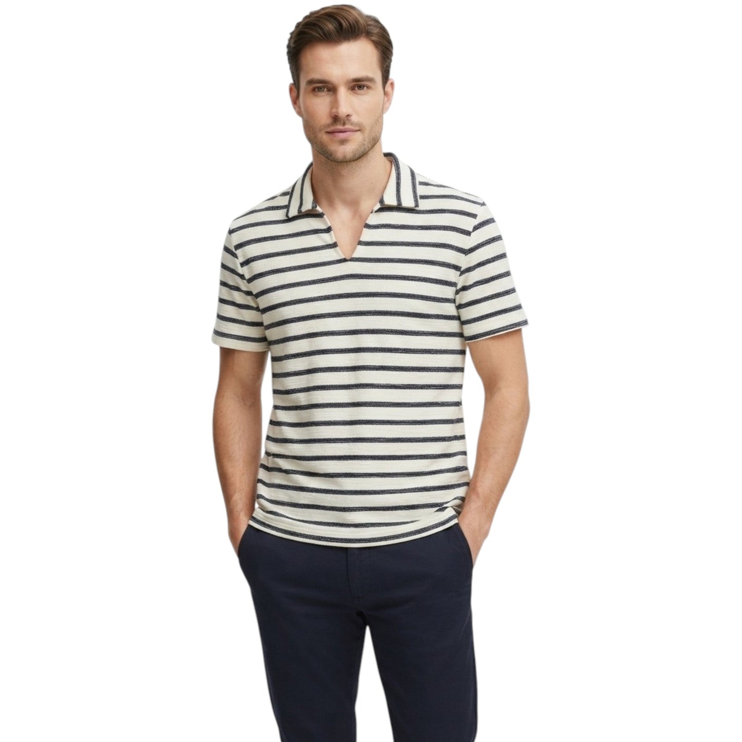 Men's Striped Top,Navy/Off White