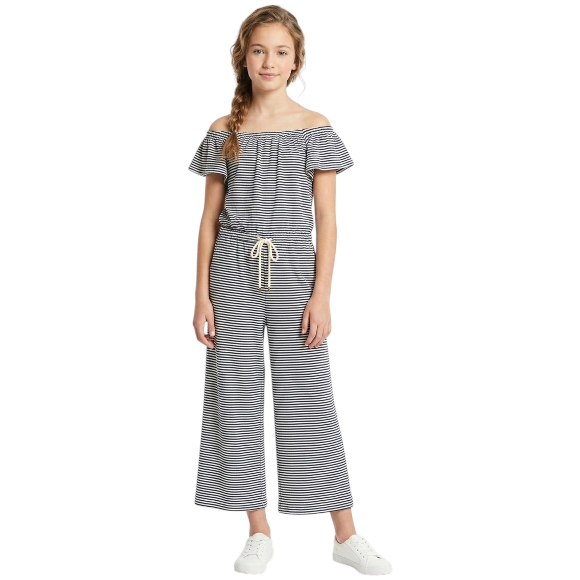 Kids Girl's Striped Jumpsuit,Navy/White