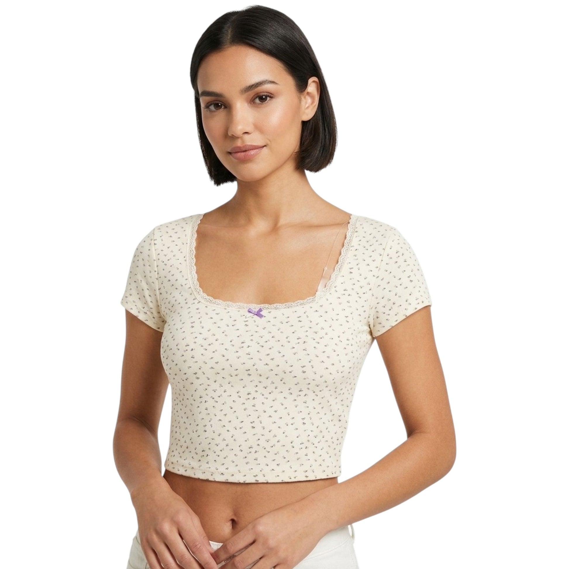 Women's Floral Printed Top,Off White