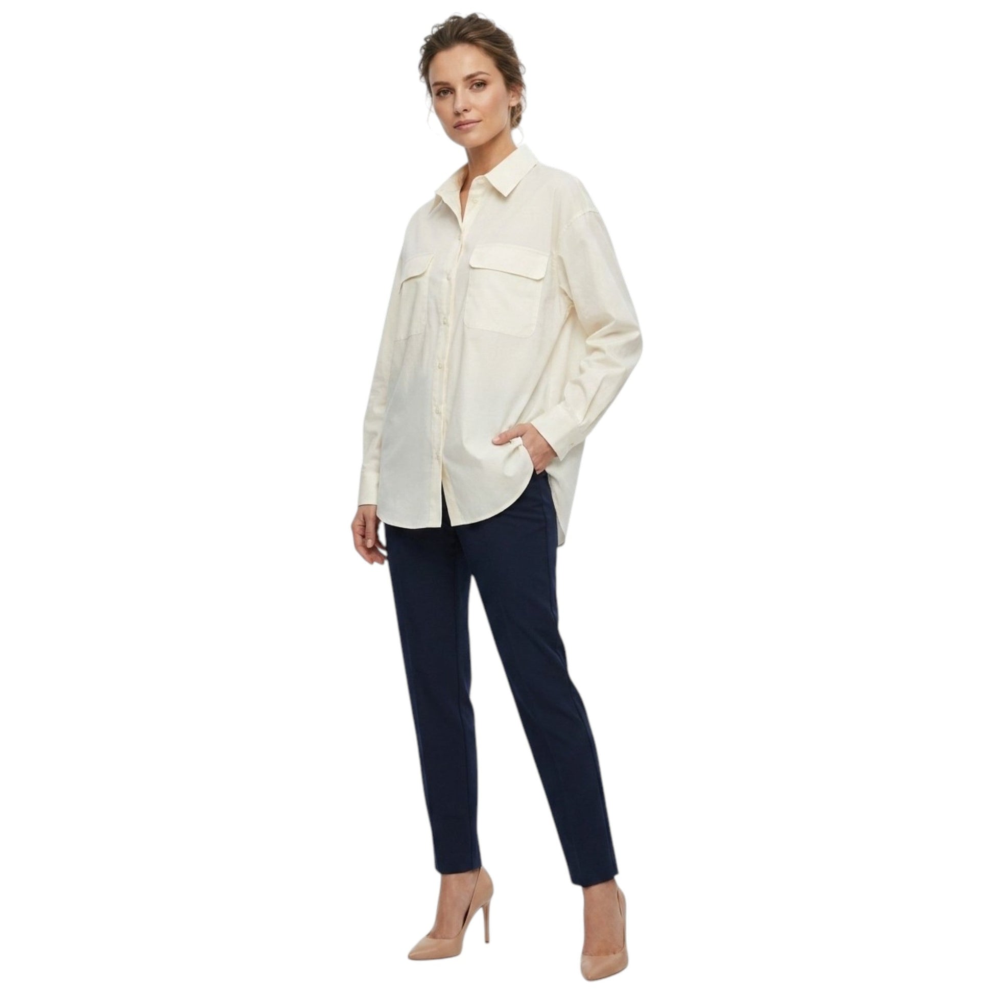 Women's Plain Solid Chemise,Off White