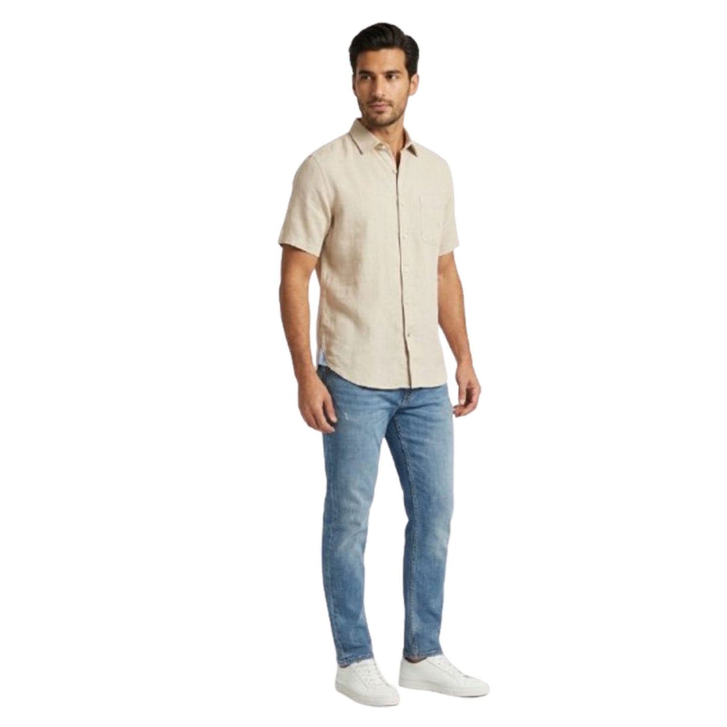 Men's Plain Dress-Shirt,Beige