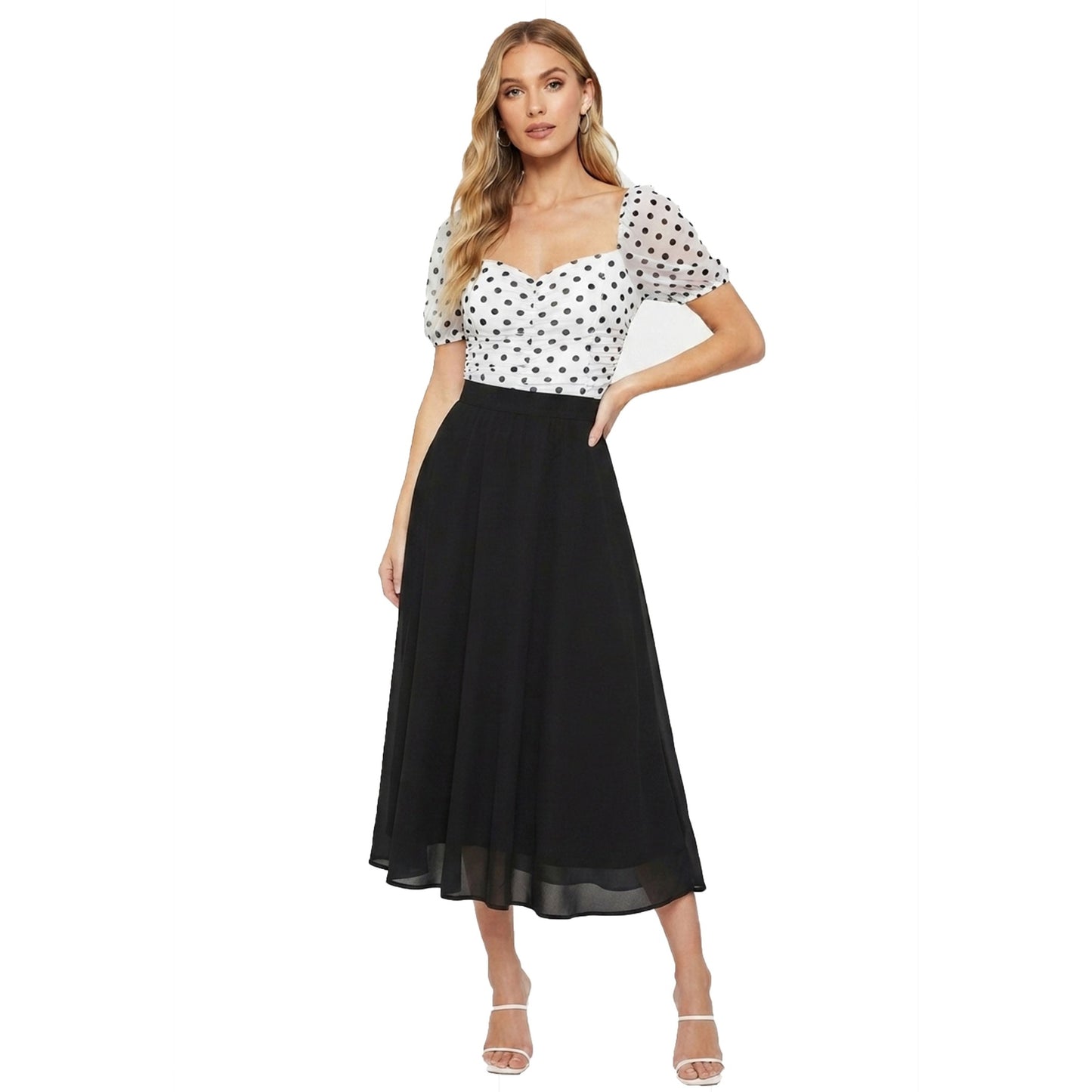 Women's Printed Polka Dot Bodysuit,White