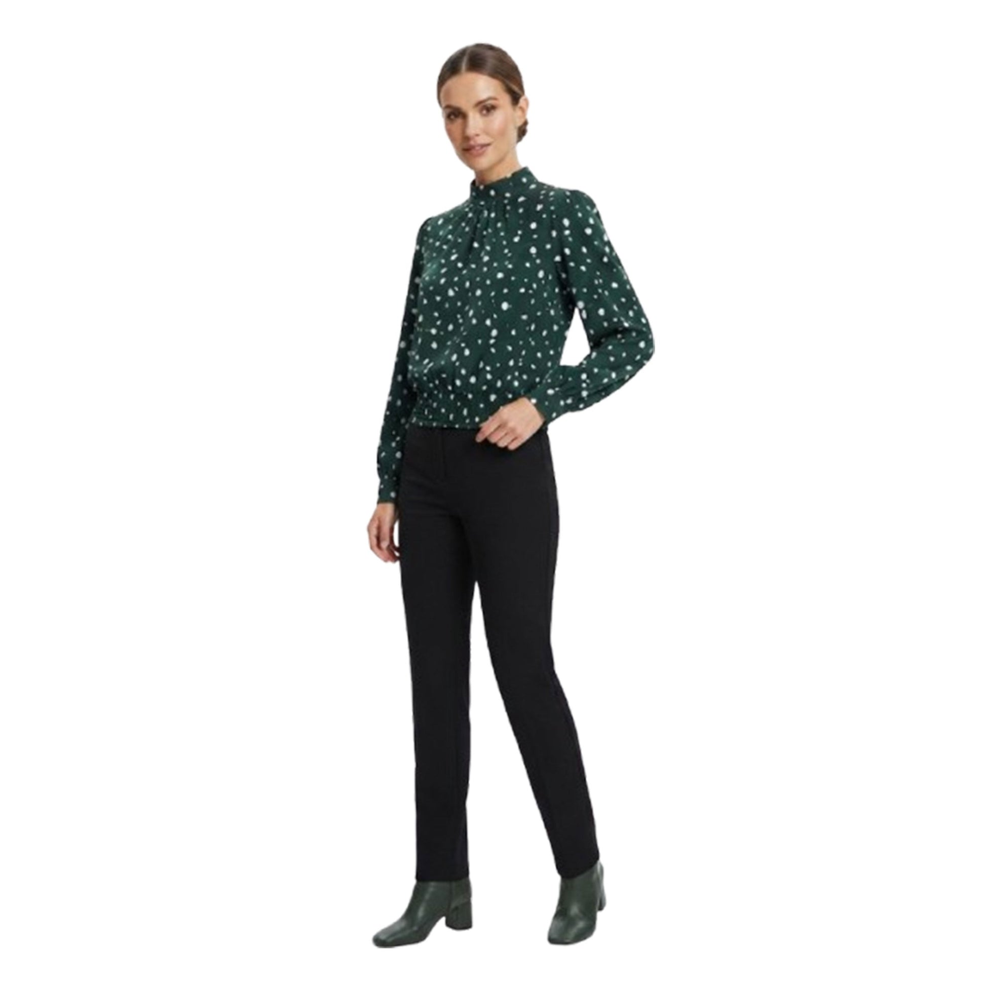 Women's Printed Polka Dot Top,Green