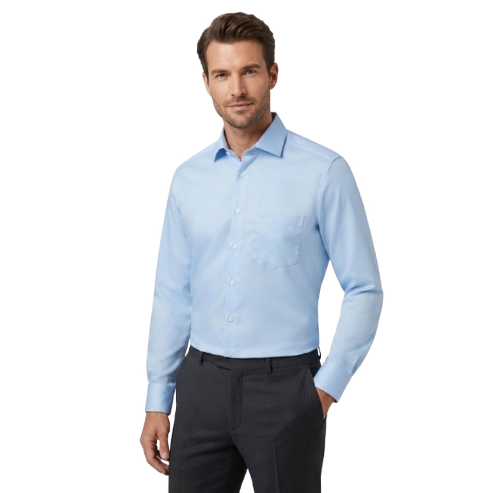 Men's Plain Solid Dress Shirt,Light Blue