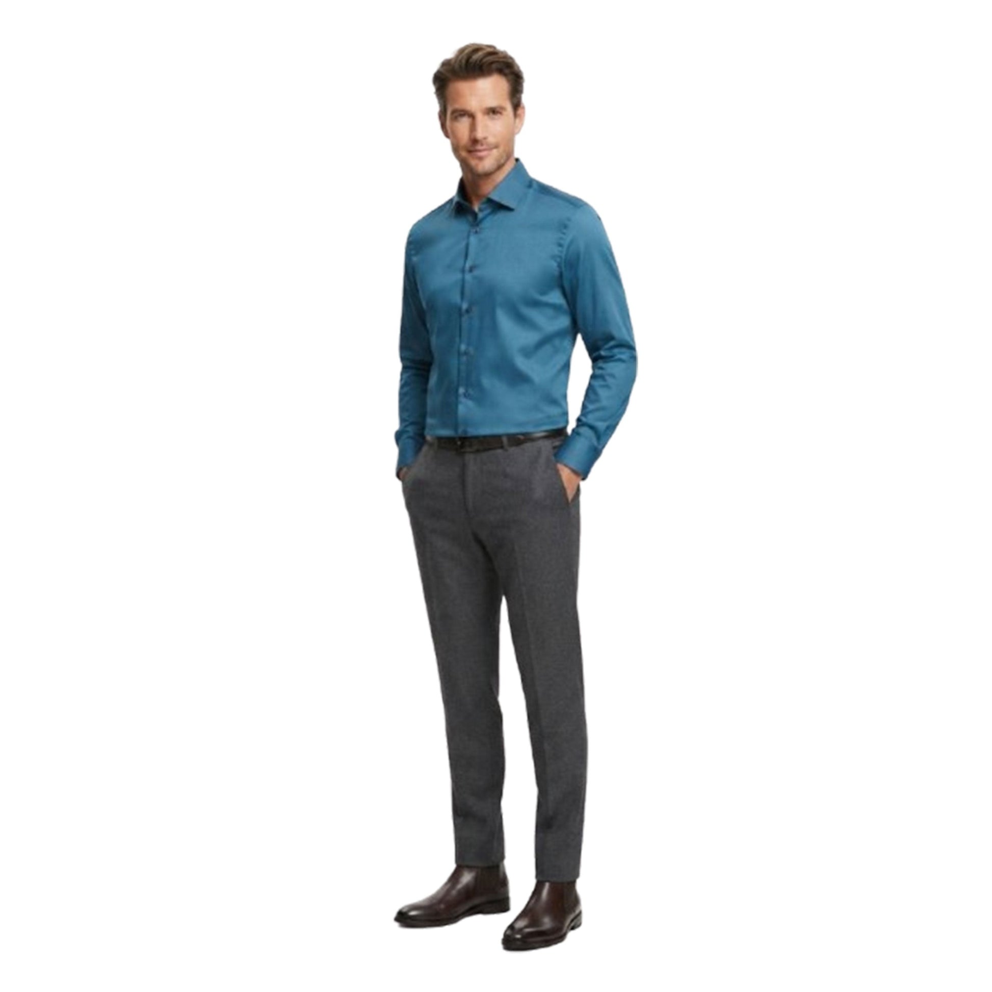 Men's Plain Solid Dress Shirt,Dusty Blue
