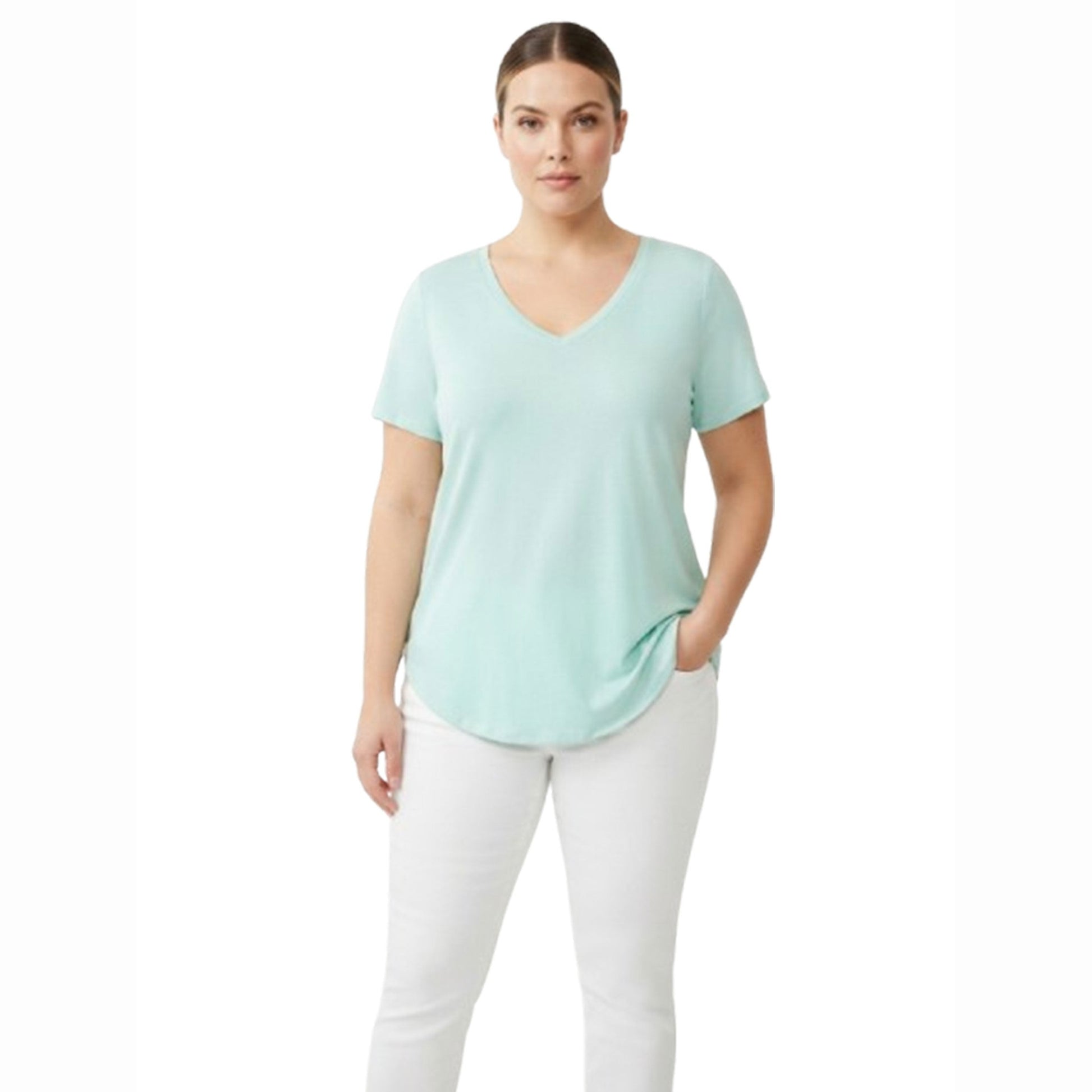 Women's Plain Solid Top,Mint Blue