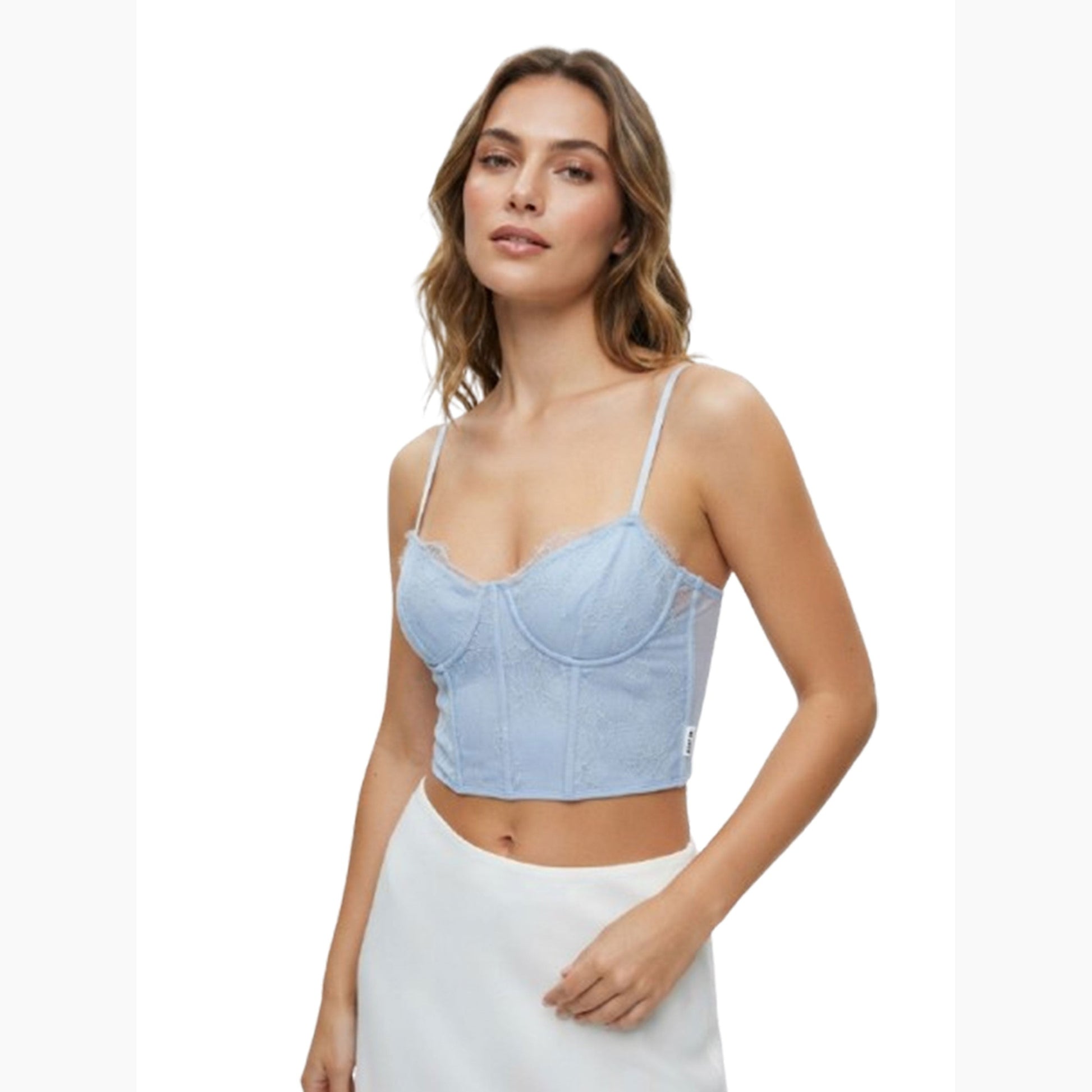 Women's Plain Lace Top,Light Blue