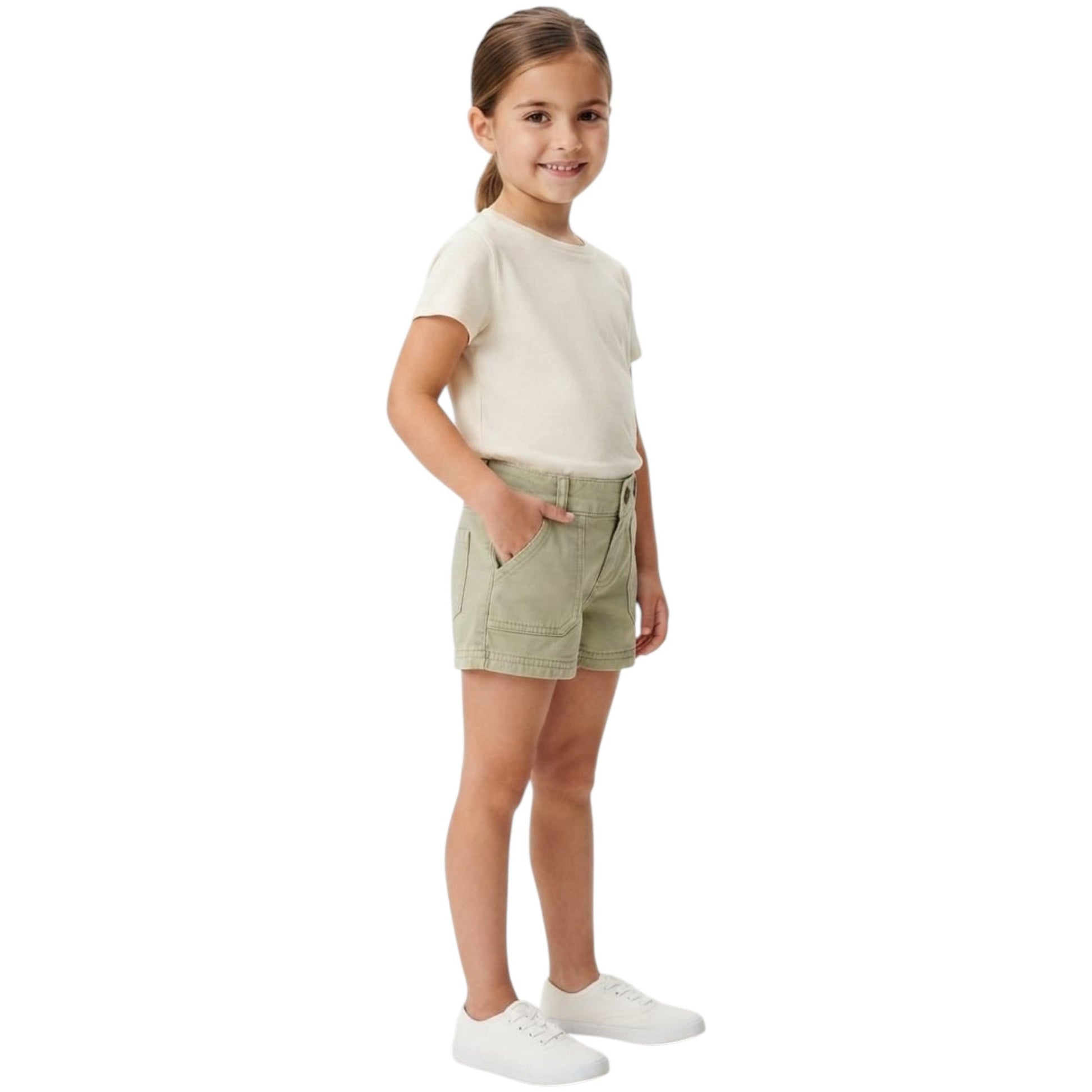 Kids Girl's Plain Short,Olive