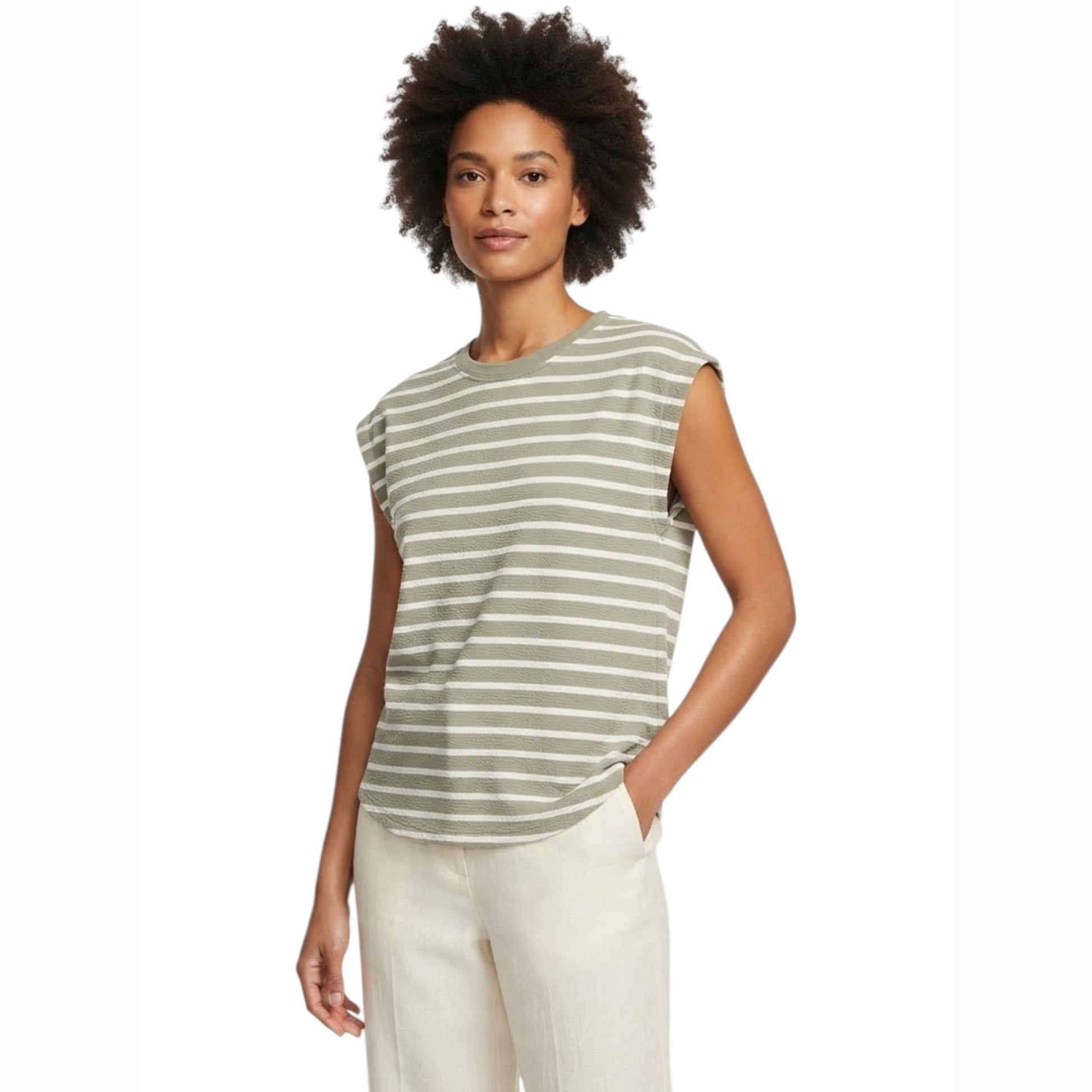 Women's Stripped Top,Olive