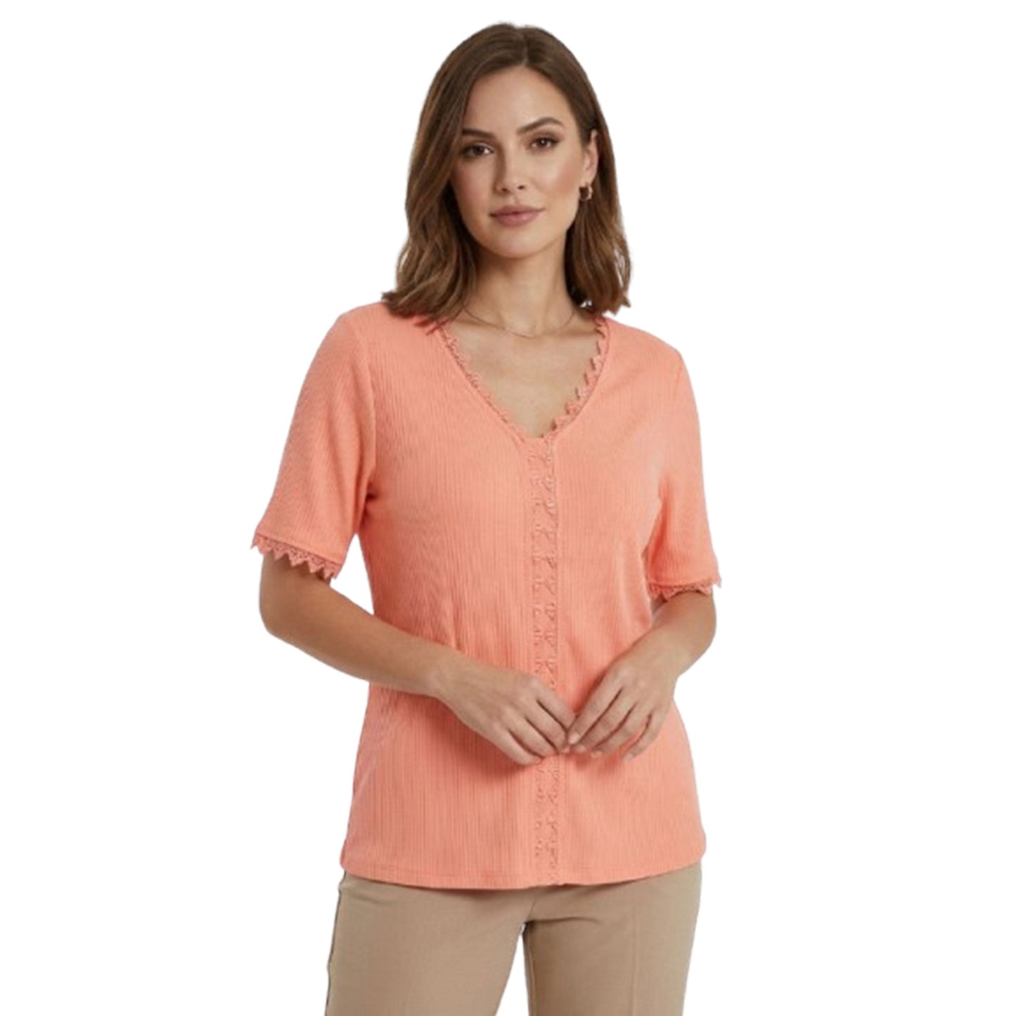 Women's Ribbed Top,Coral