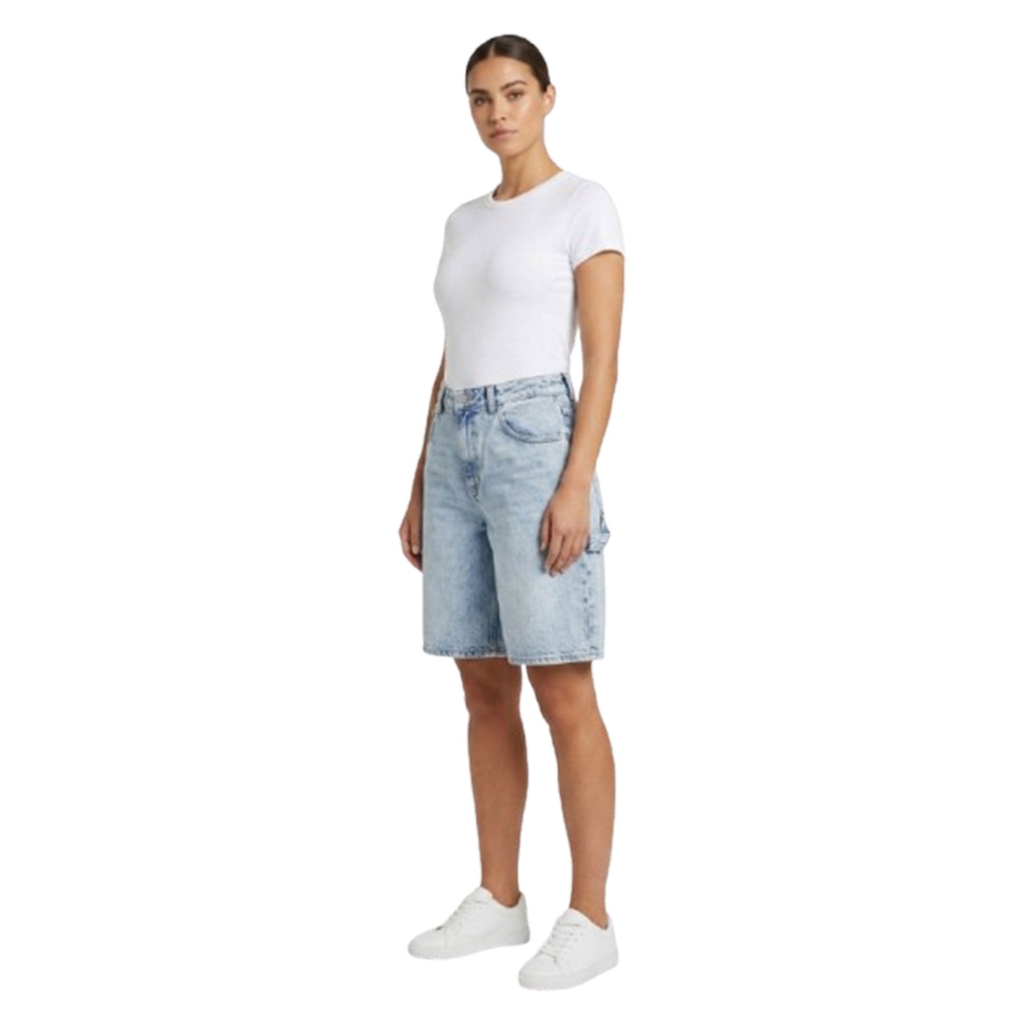 Women's Plain Baggy Jeans Short,Light Blue