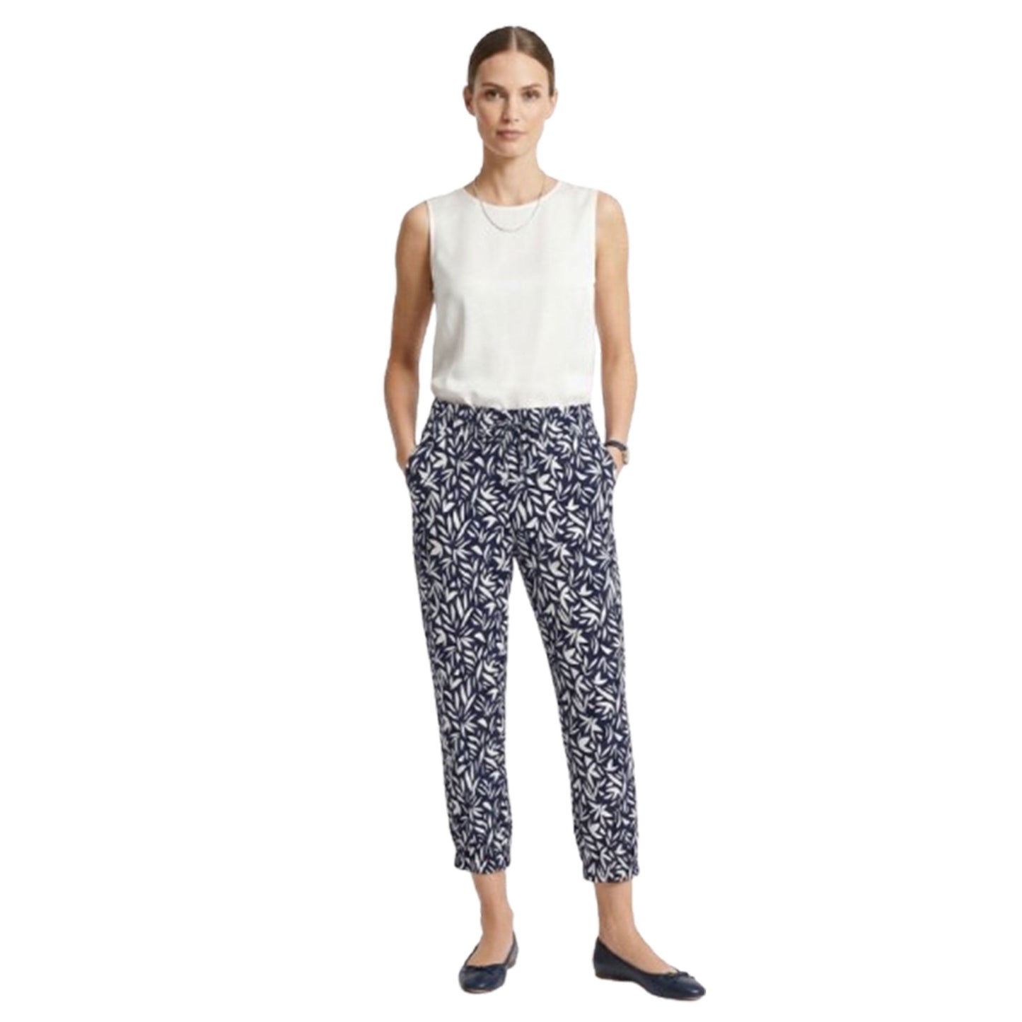 Women's Printed Pant,Navy/White