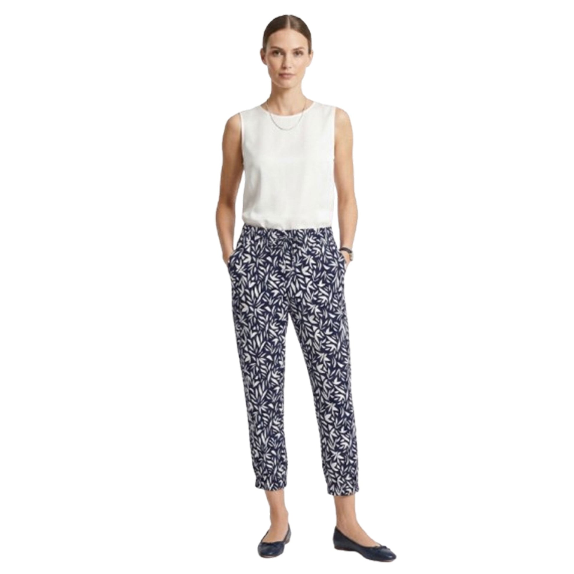 Women's Printed Pant,Navy/White