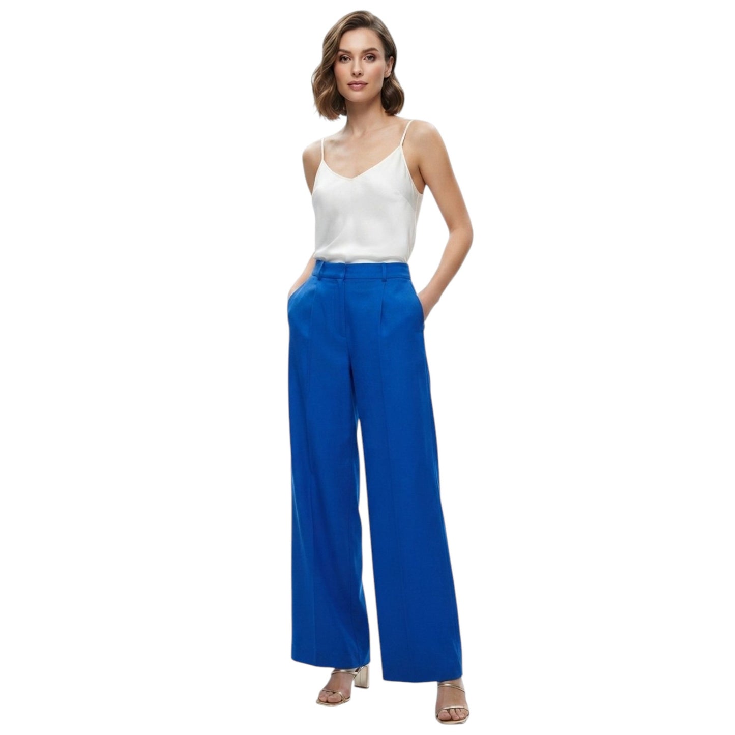 Women's Plain Solid Classic Pant,Navy Blue