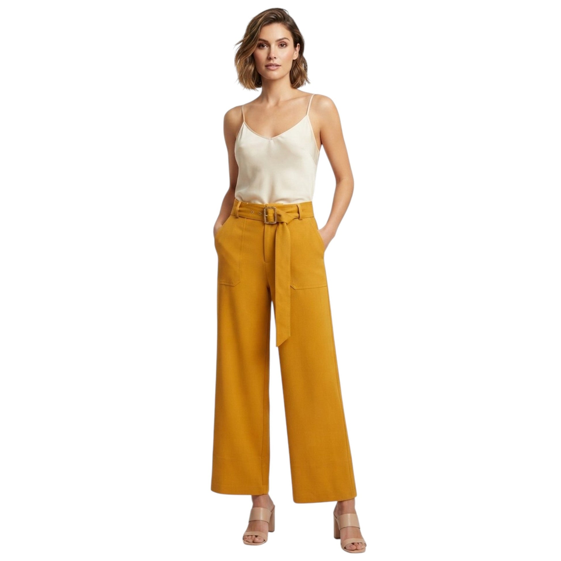 Women's Plain Solid Pant,Mustard