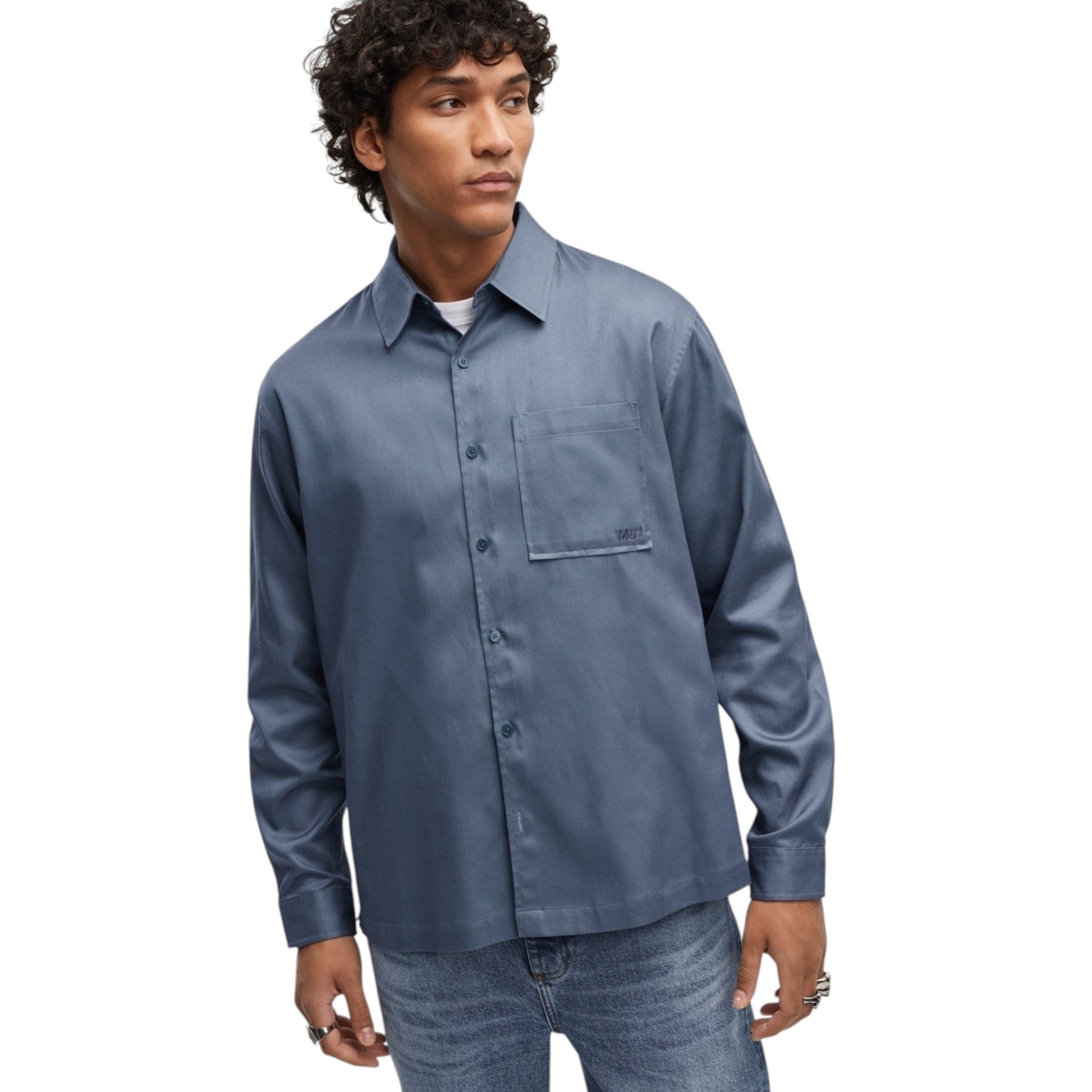 Men's Plain Solid Dress Shirt,Dusty Blue