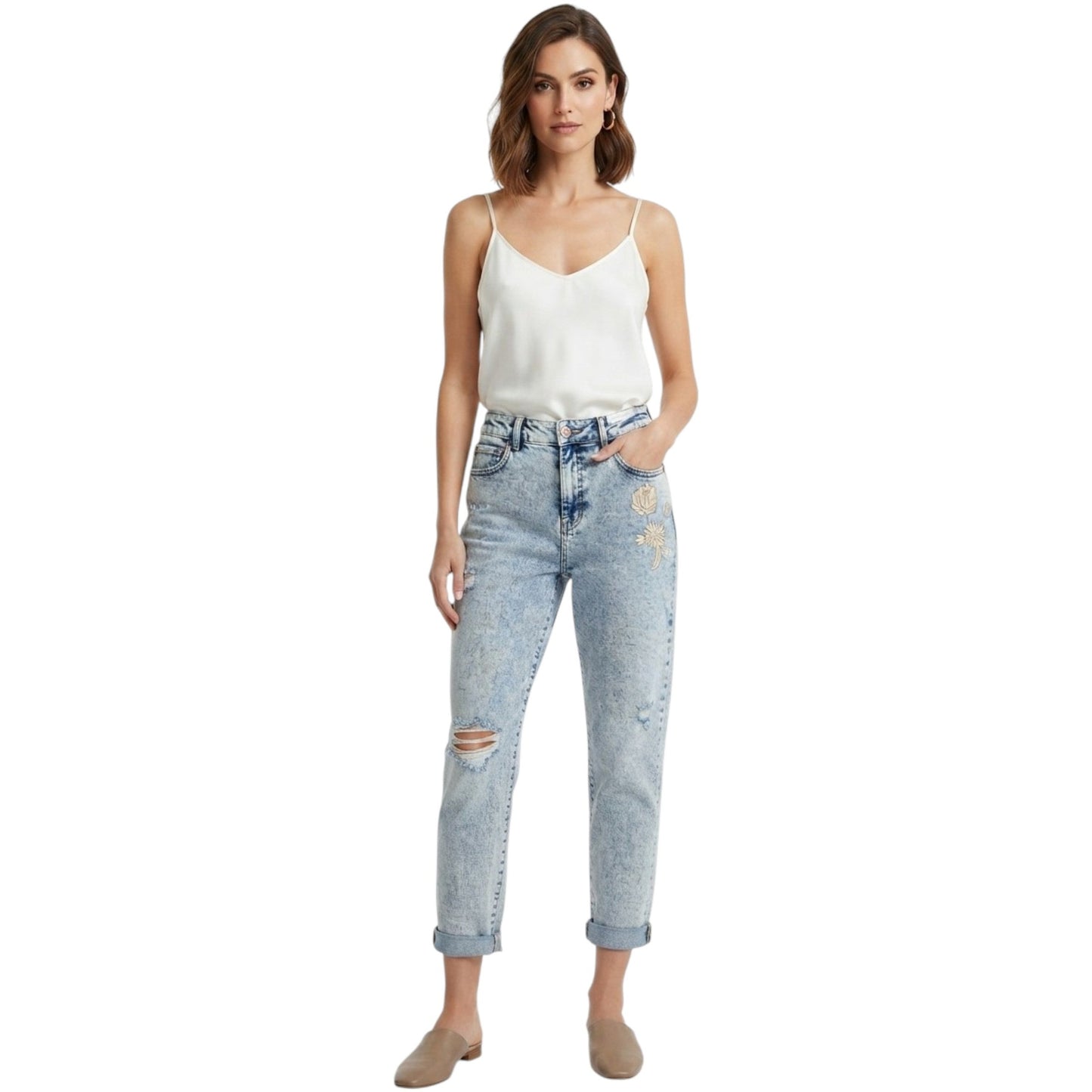 Women's Ripped Jeans,Light Blue