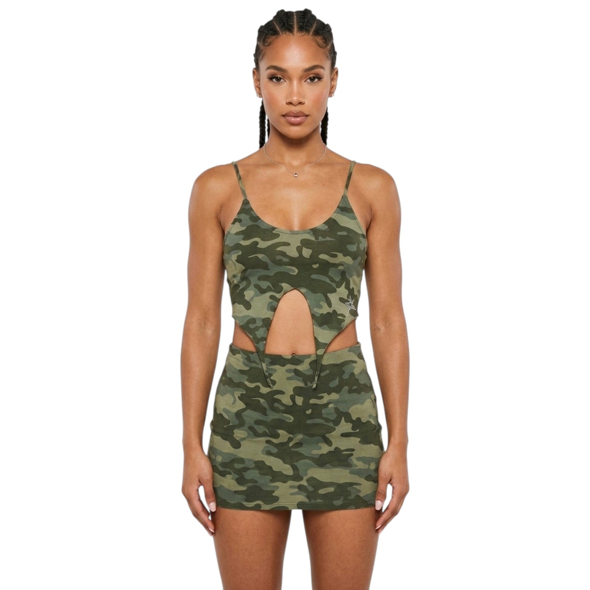 Women's Printrd Crop Top,Olive