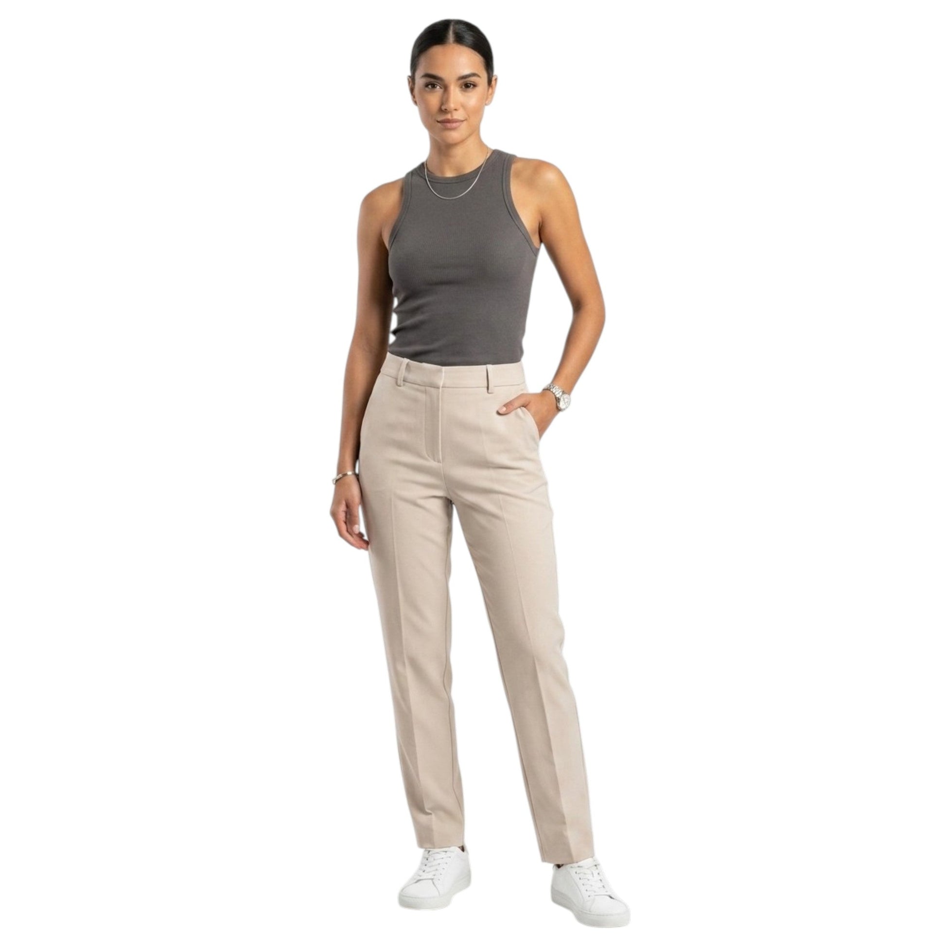 Wome's Ribbed Top,Grey