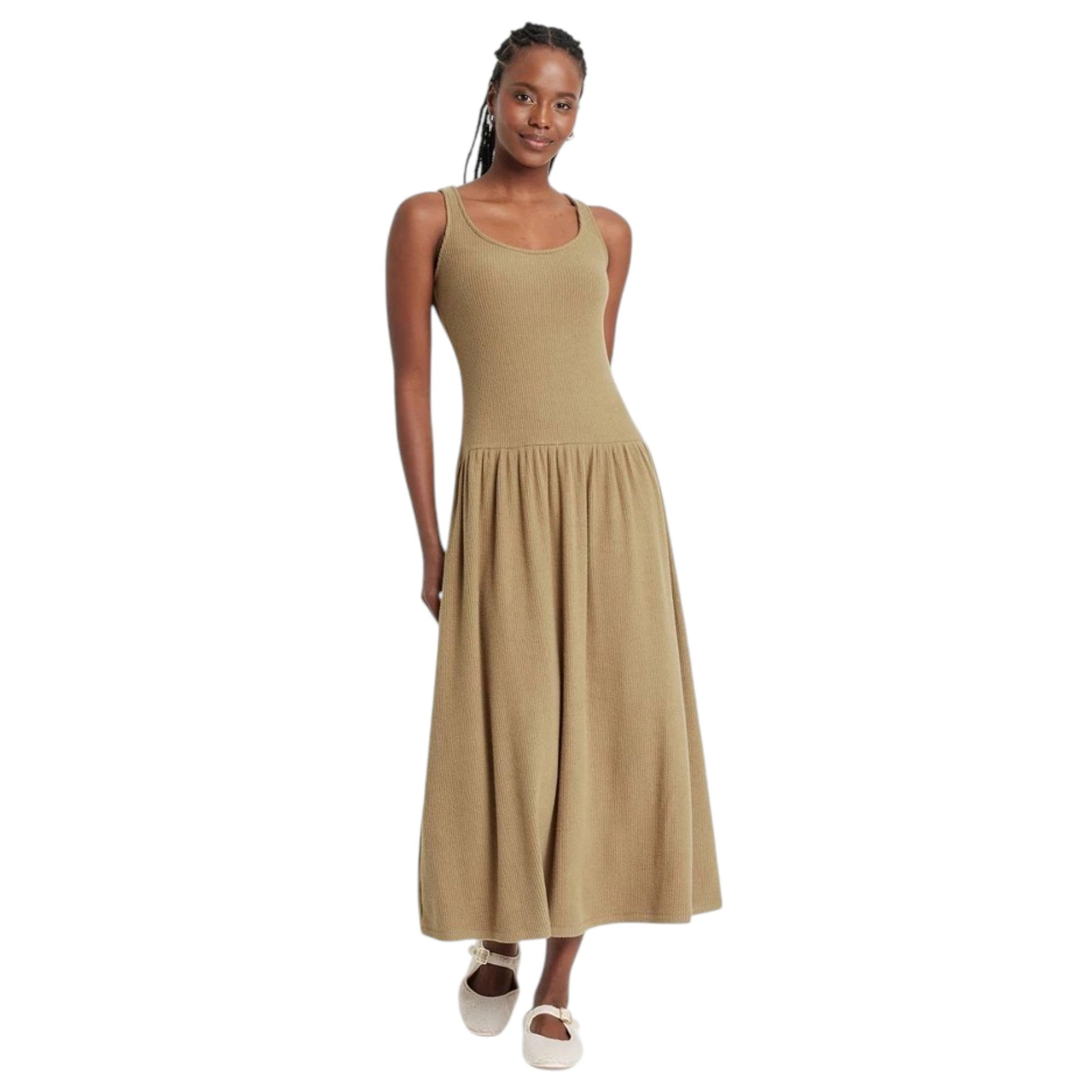 Women's Ribbed Dress,Dusty Beige