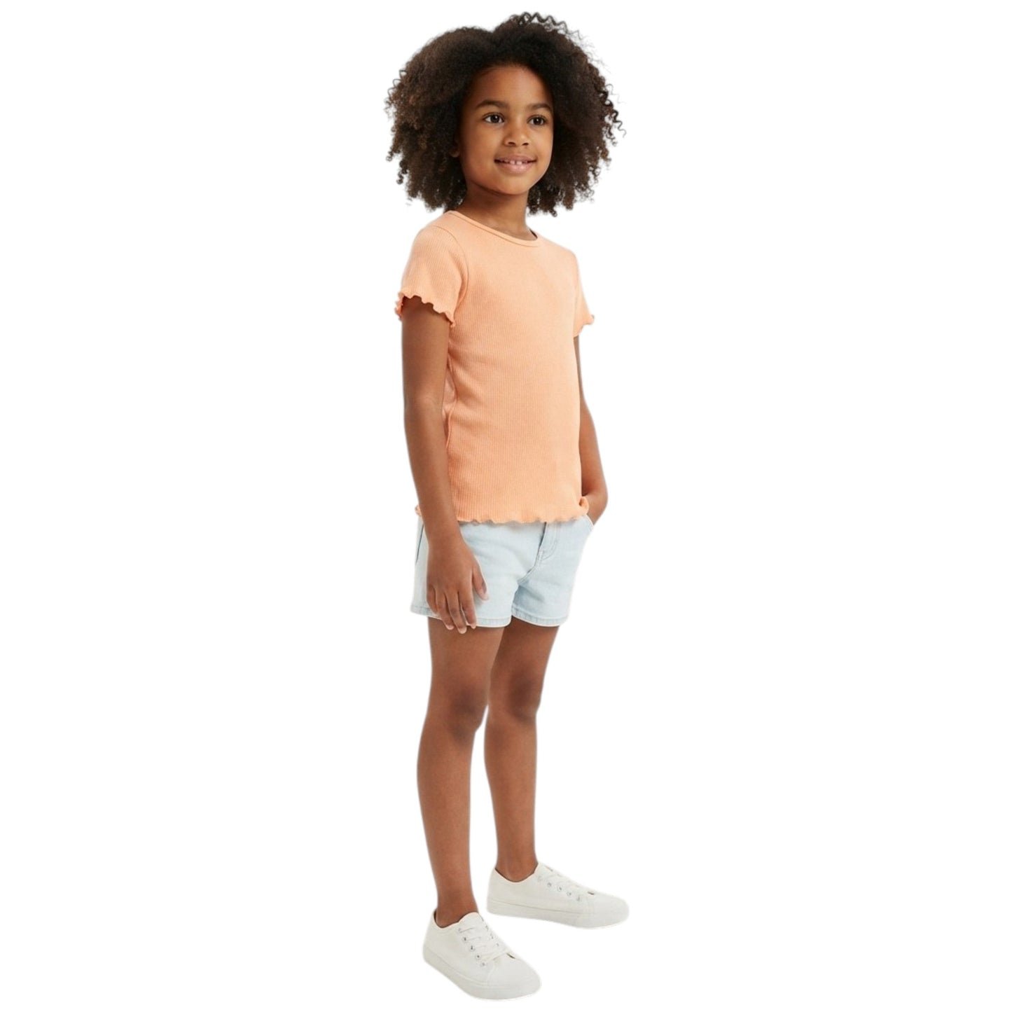 Kids Girl's Ribbed Top,Peach
