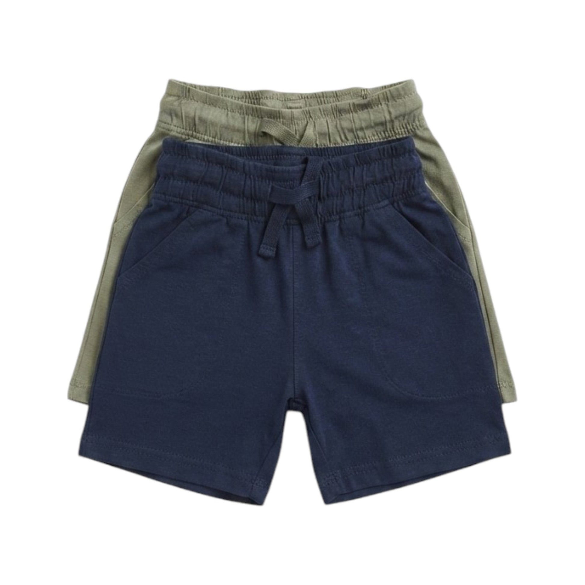 Kids Boy's Plain Solid Short Set 2Pieces,Olive/Navy
