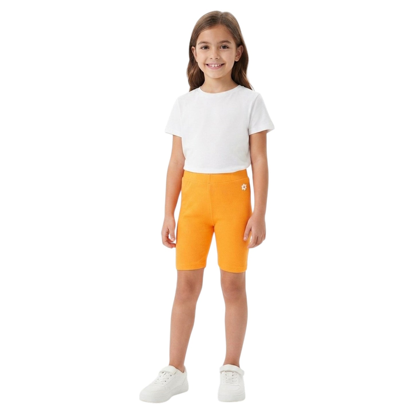 Kids Girl's Ribbed Short,Orange