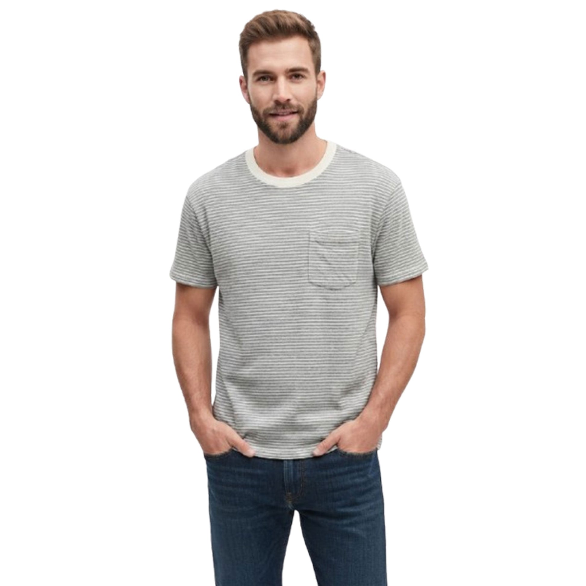 Men's Striped Top,White/Black