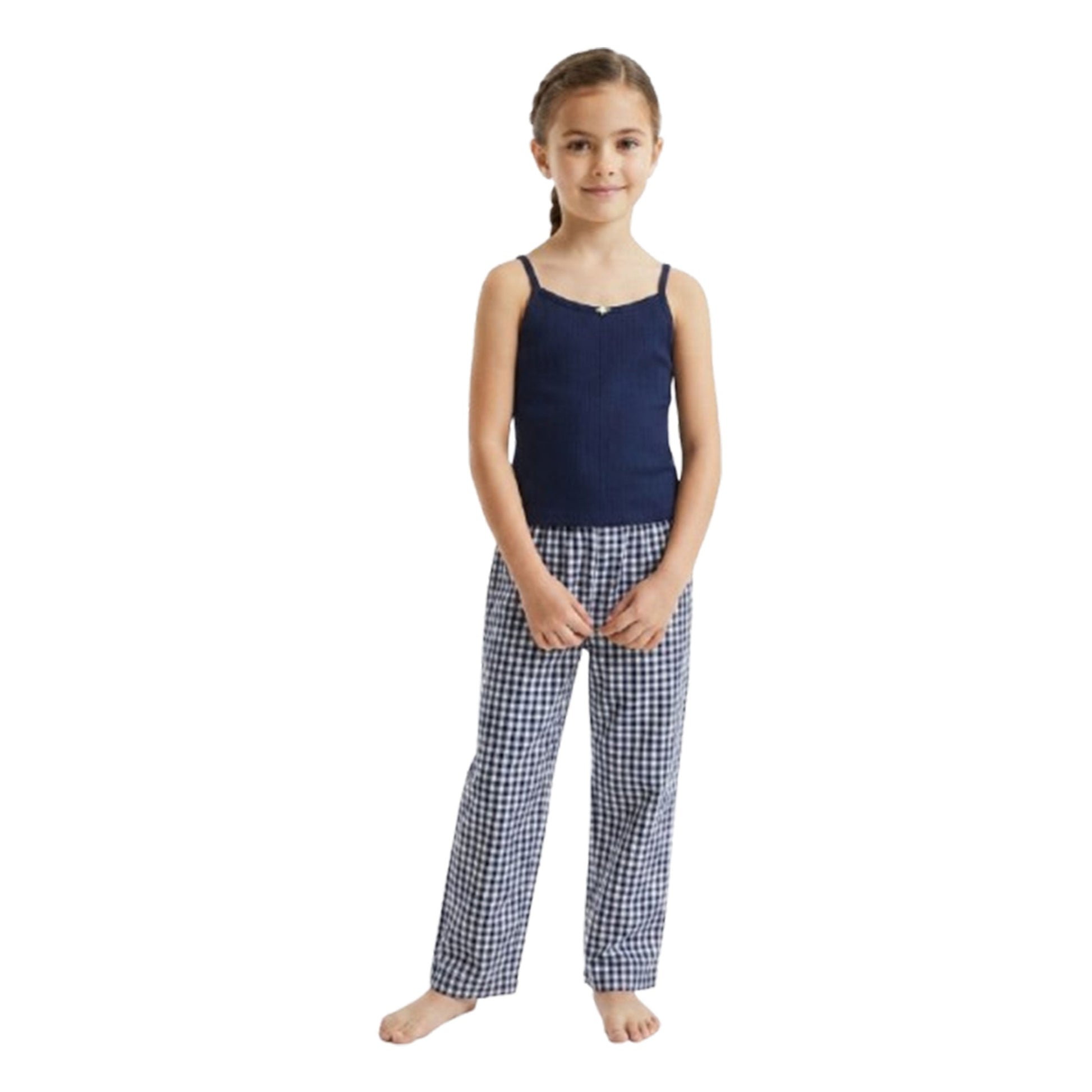 Kids Girl's Plain Solid Sleepwear Top,Navy
