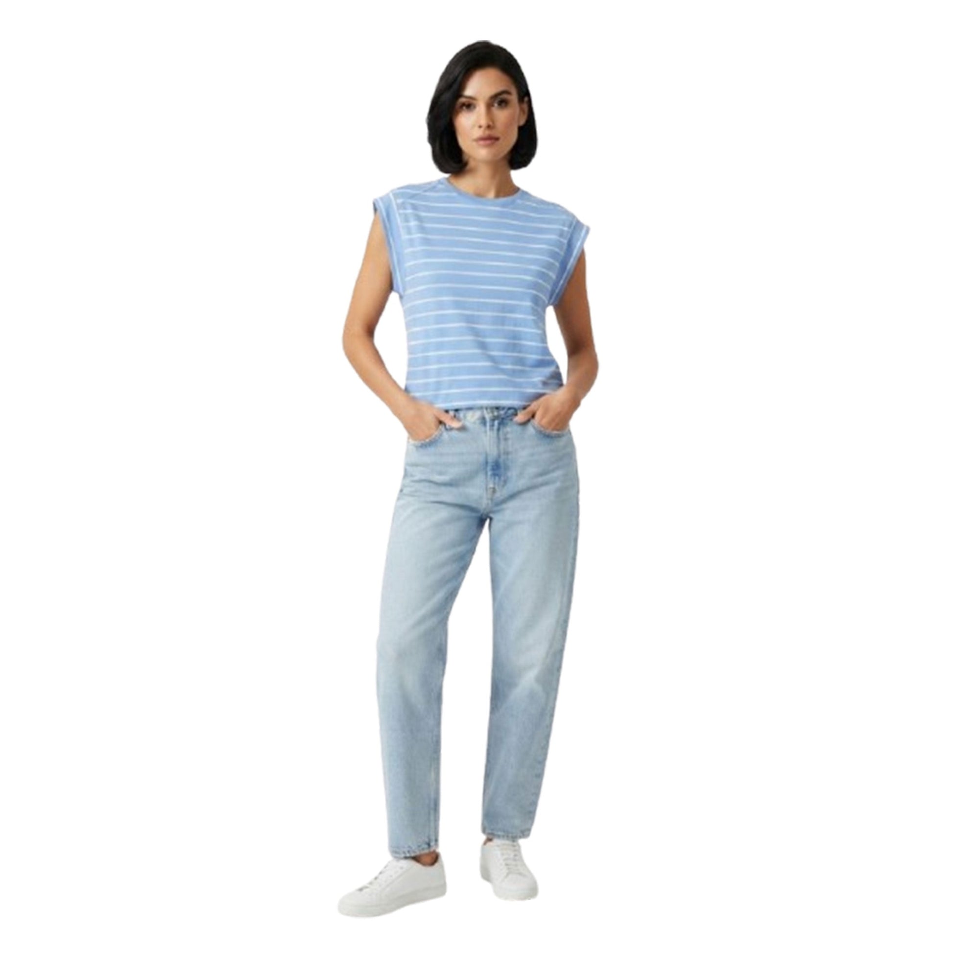 Women's Striped Top,Blue/White
