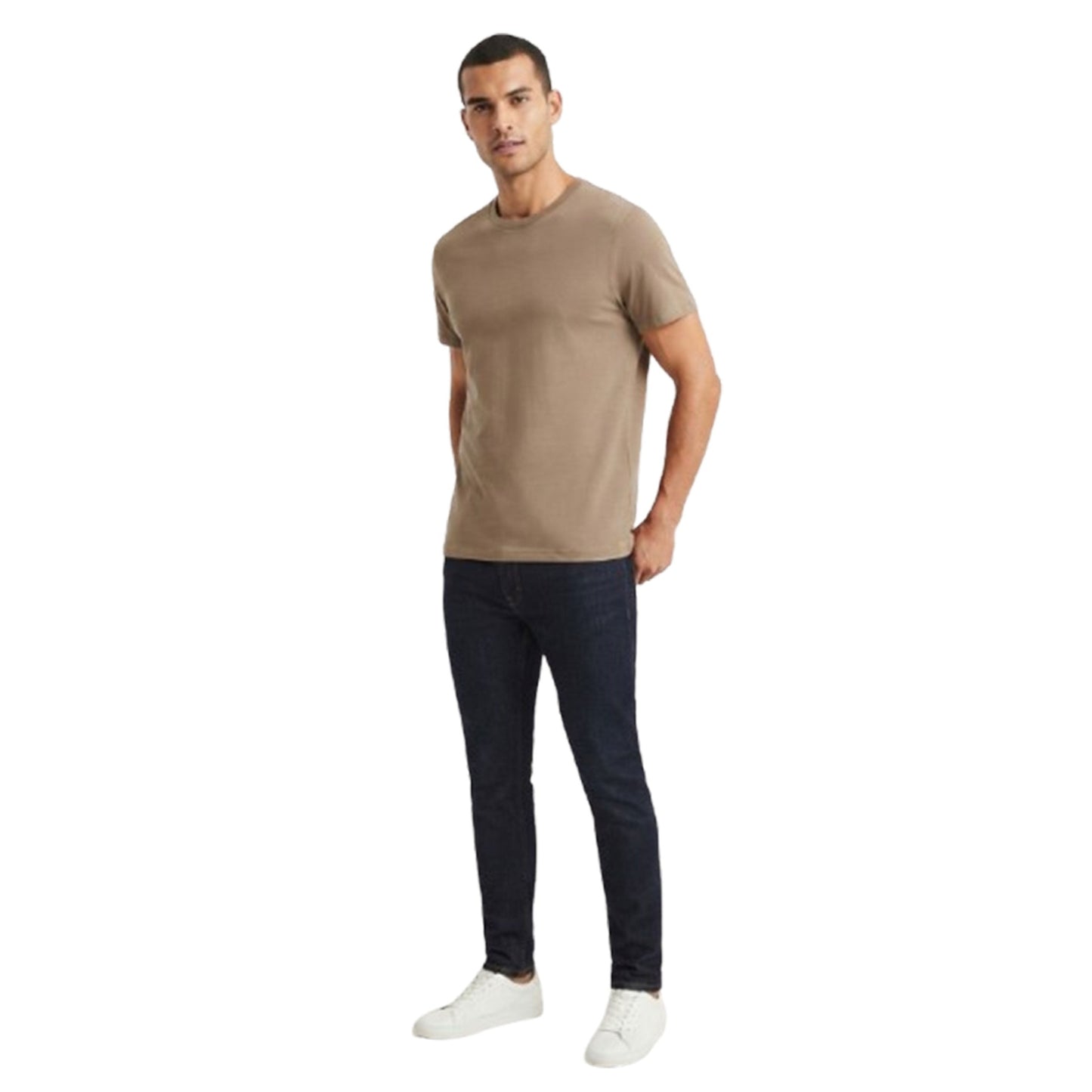 Men's Plain Solid Top,Dark Khaki