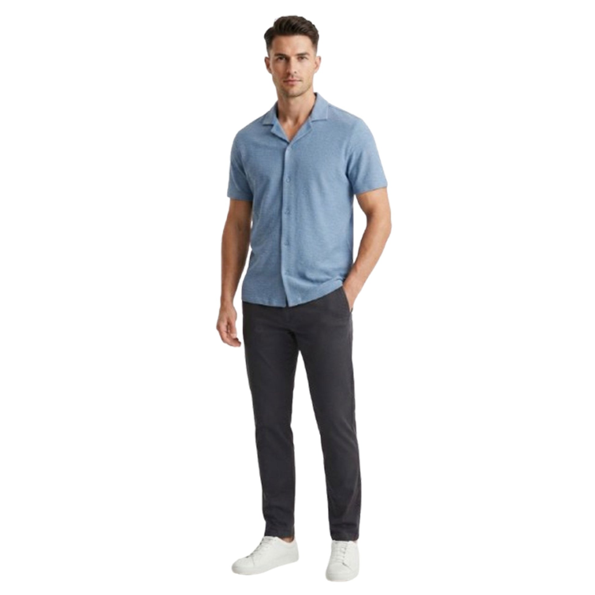 Men's Textured Dress Shirt,Dusty Blue