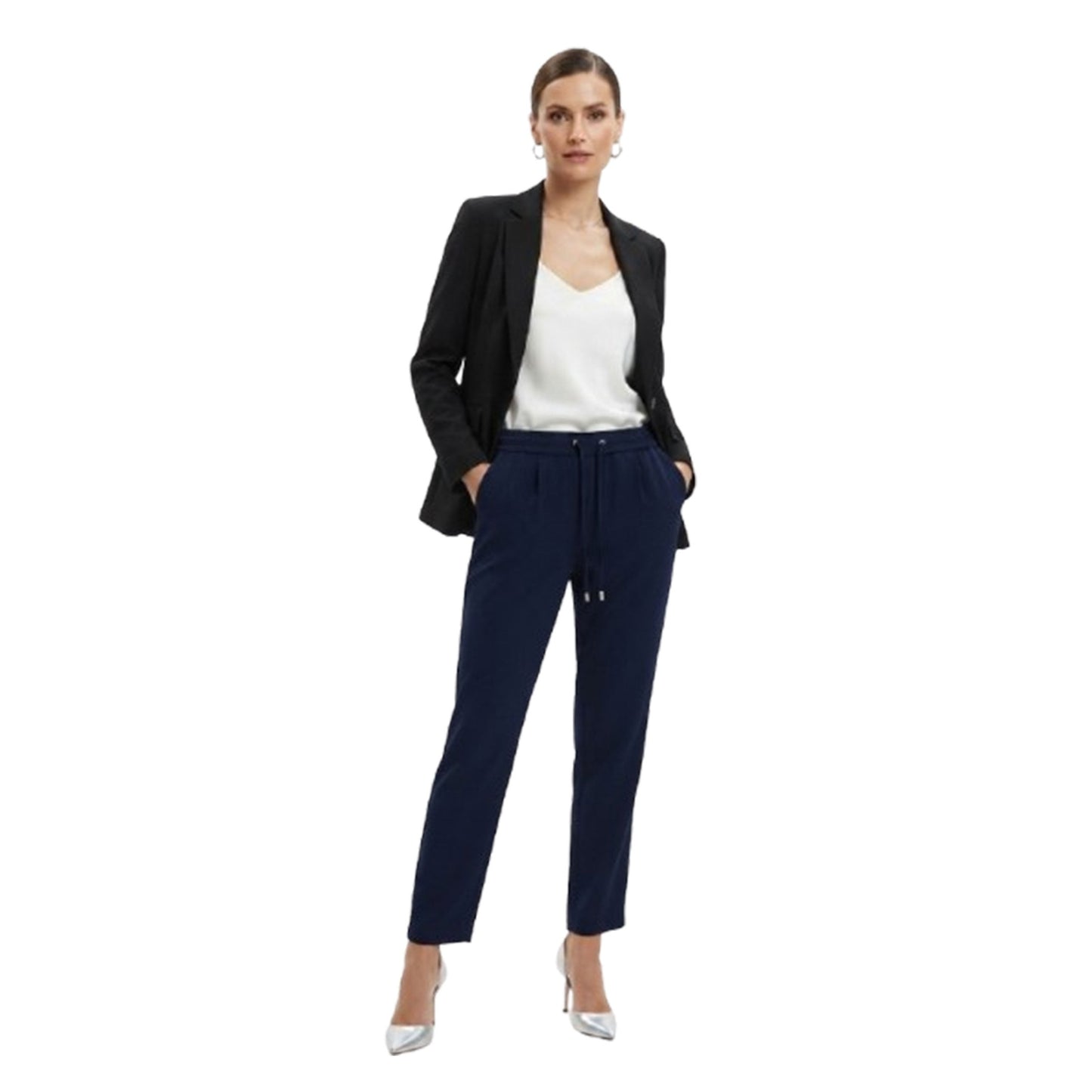Women's Plain Solid Pant,Navy