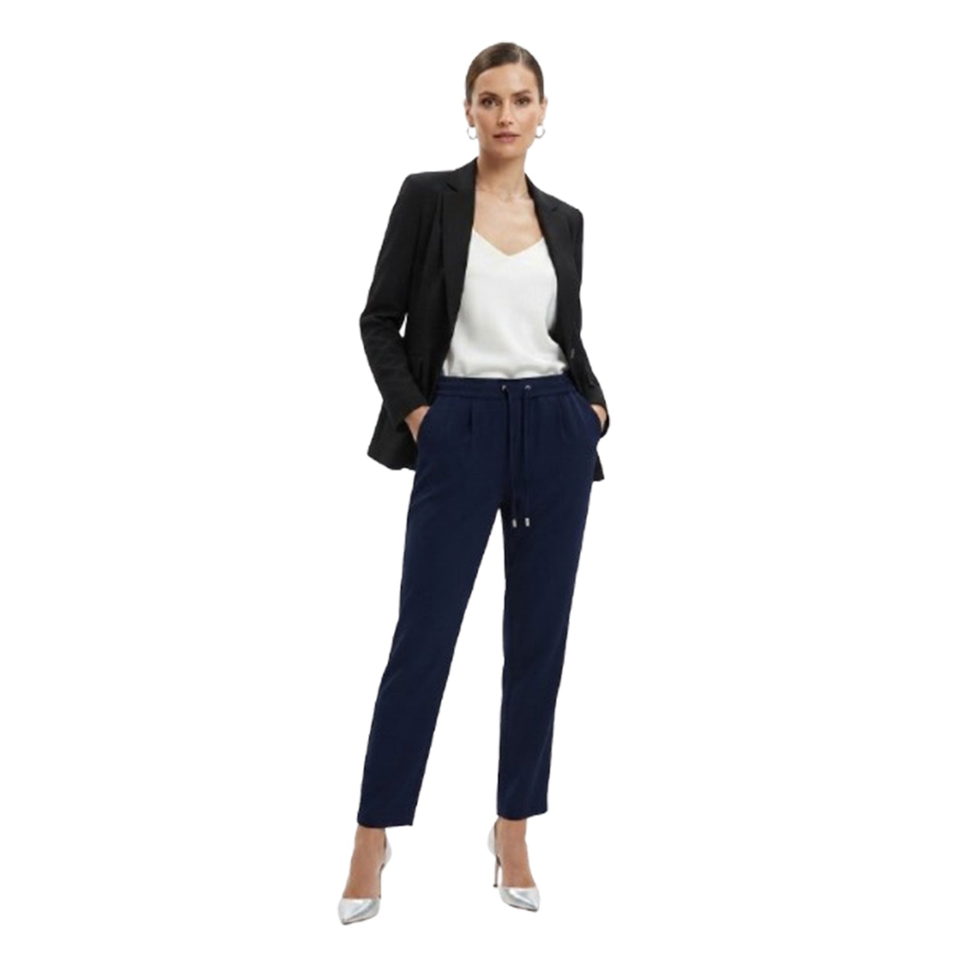 Women's Plain Solid Pant,Navy