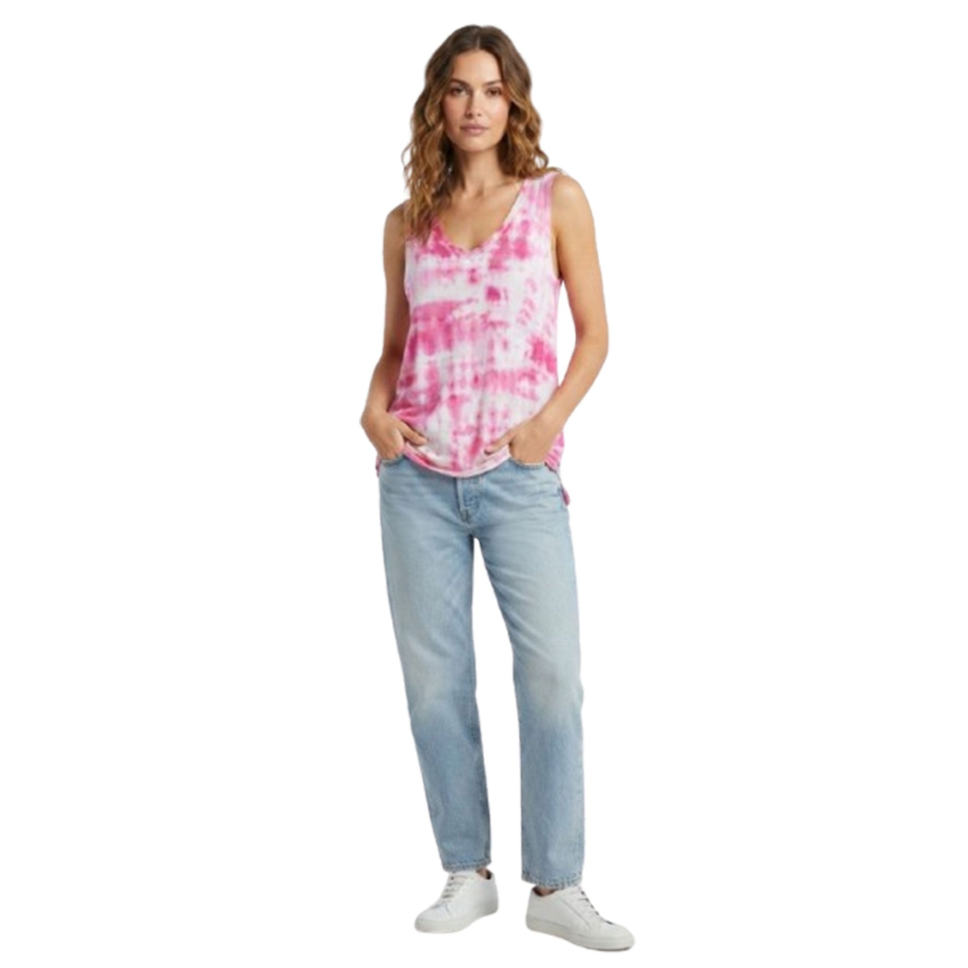 Women's Colorblocked Top,Pink/White