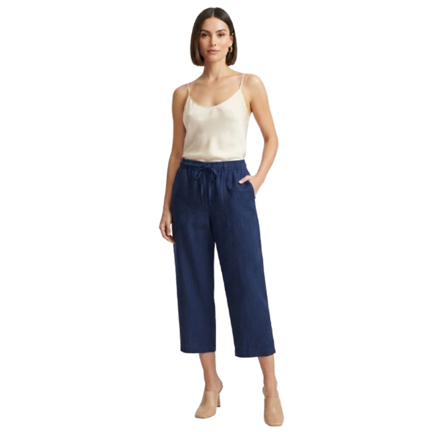 Women's Plain Solid Pant,Navy