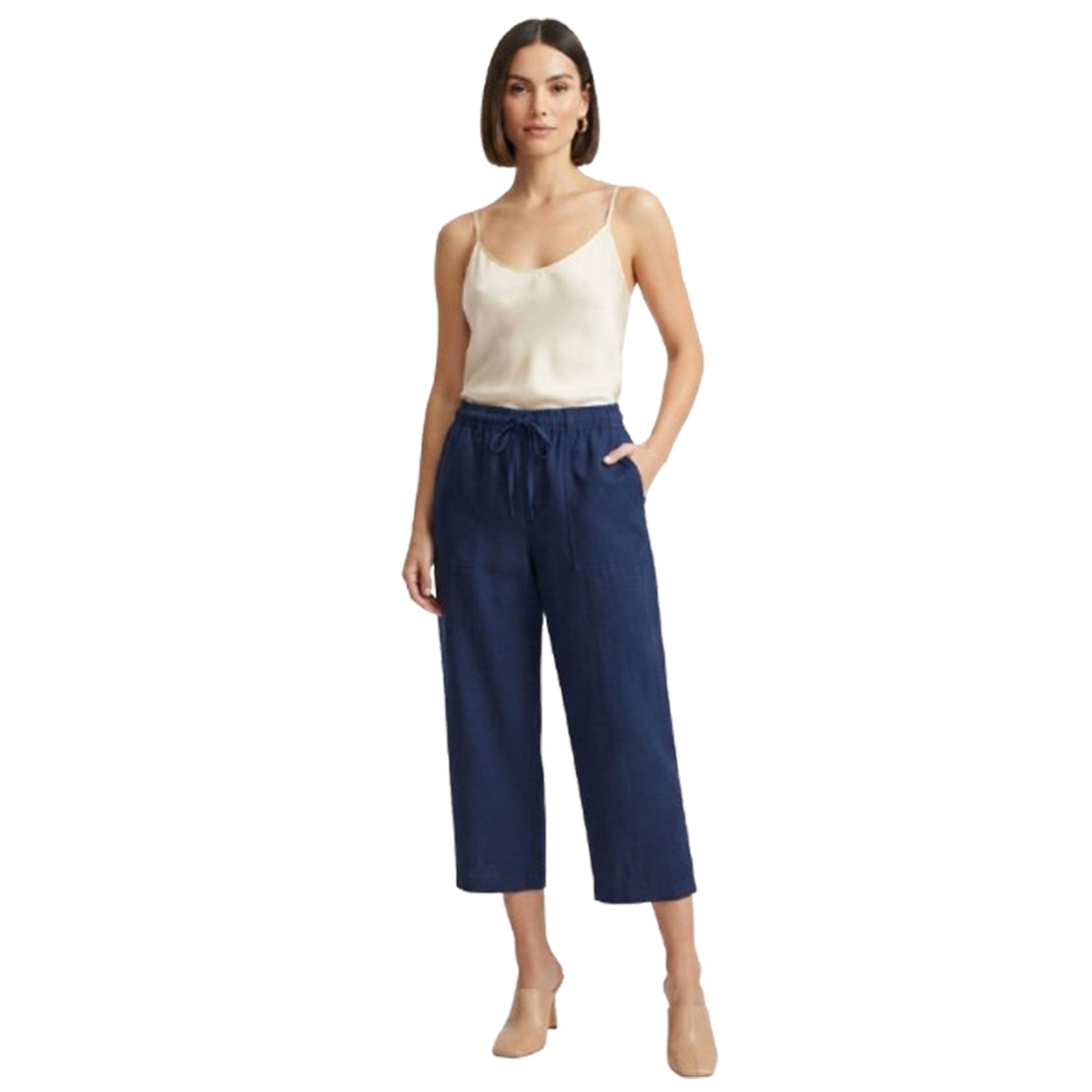 Women's Plain Solid Pant,Navy