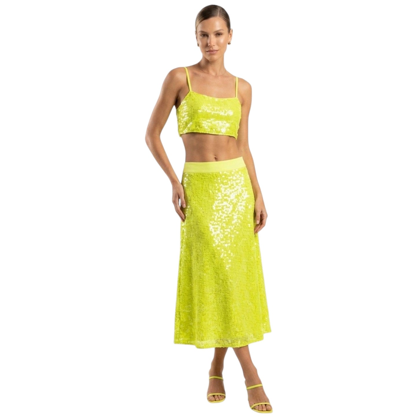 Women's Squin Crop Top,Light Green