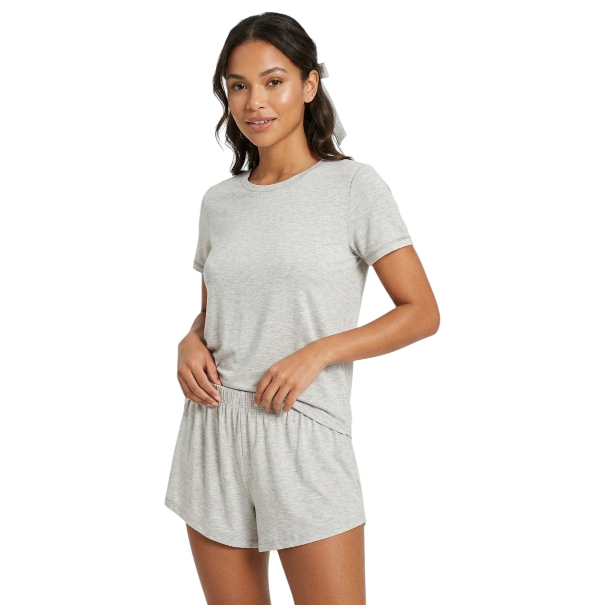 Women's Plain Solid Sleepwear Short,Light Grey