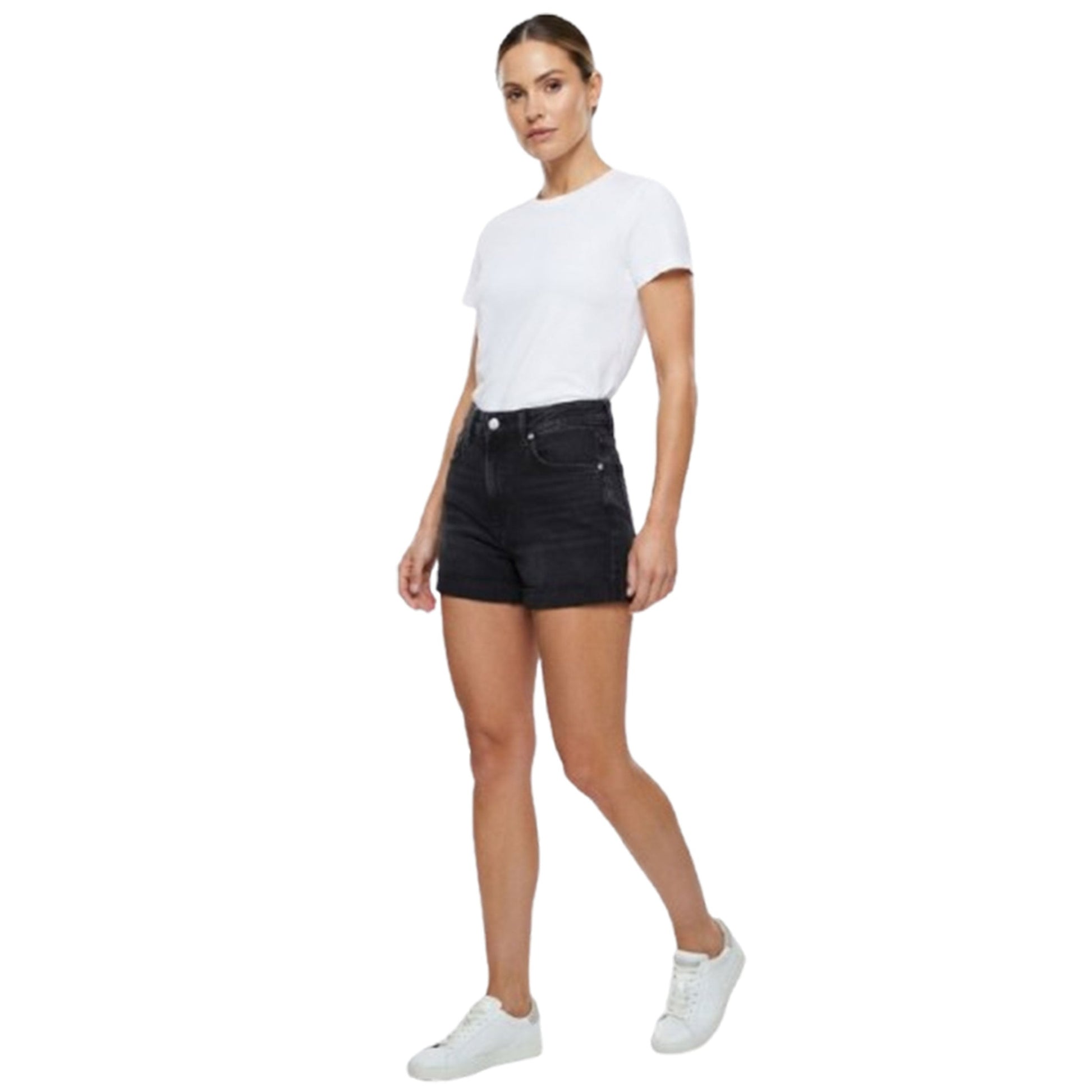 Women's Plain Jeans Short,Black
